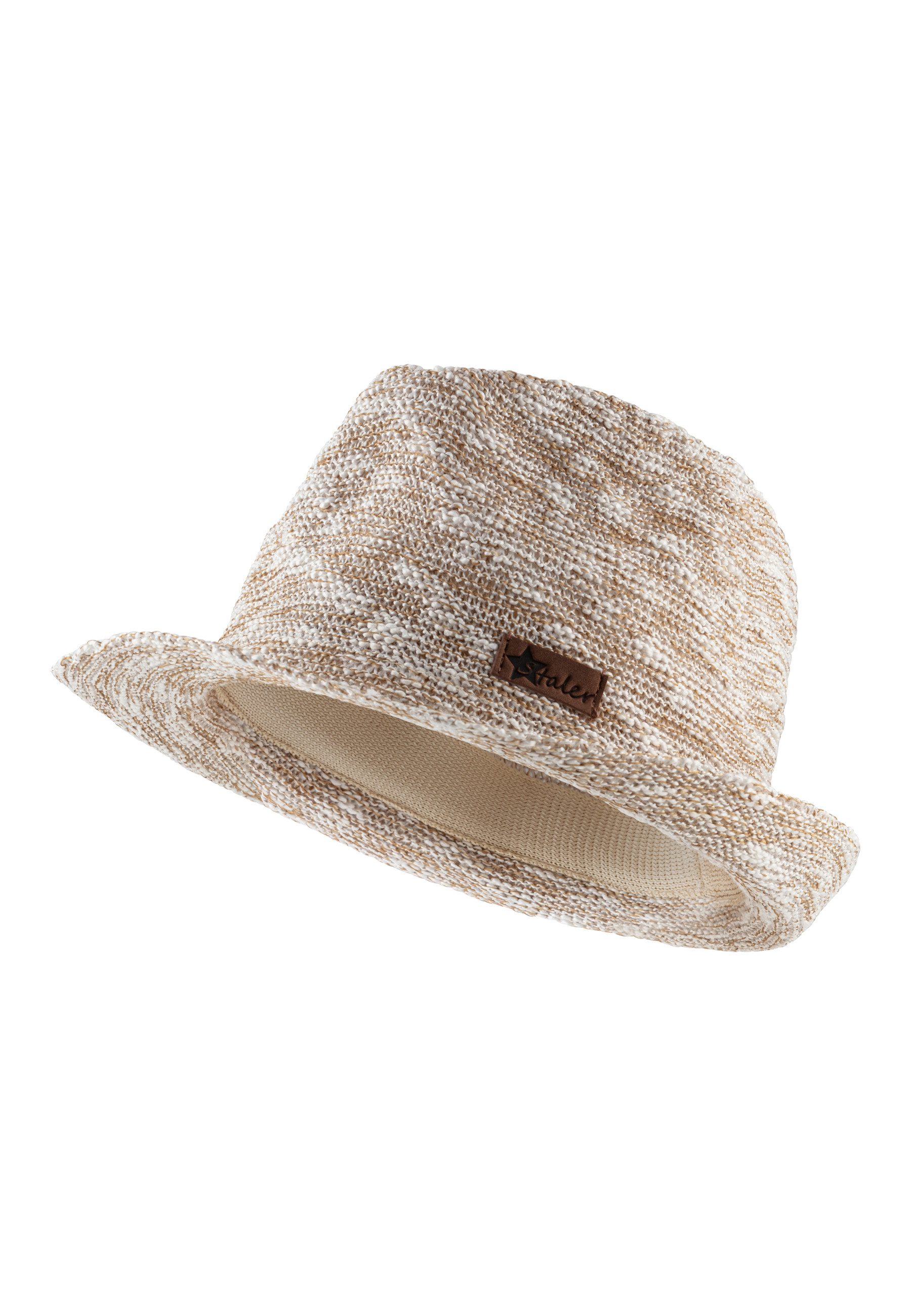 Sterntaler® Sonnenhut Strohhut meliert (1-St., Sommerhut bedruckt mit UV-Schutz idealer Schutz für den Sommer) Kinderhut aus meliertem Baumwollgarn mit UV-Schutz