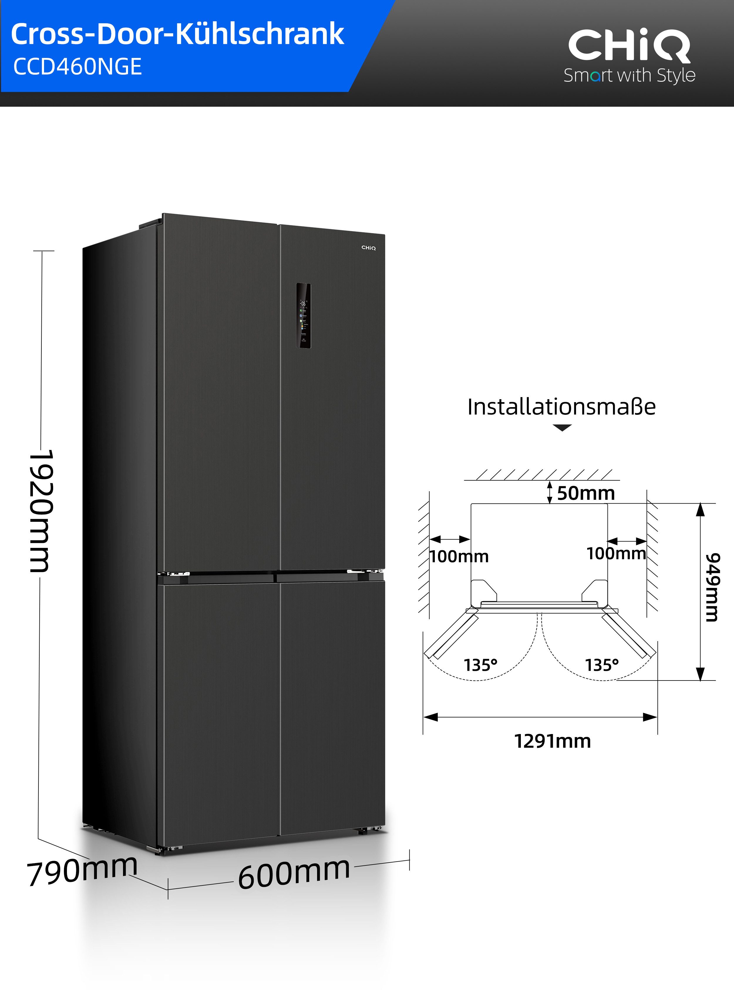 CHiQ Multi Door Einbau CCD460NGE, 192 cm hoch, 79 cm breit, Total No Frost, Display auf der Tür