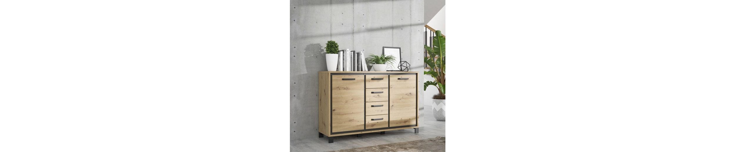 Newroom Kommode »Winona«, Kommode Artisan Eiche und schwarze Eiche