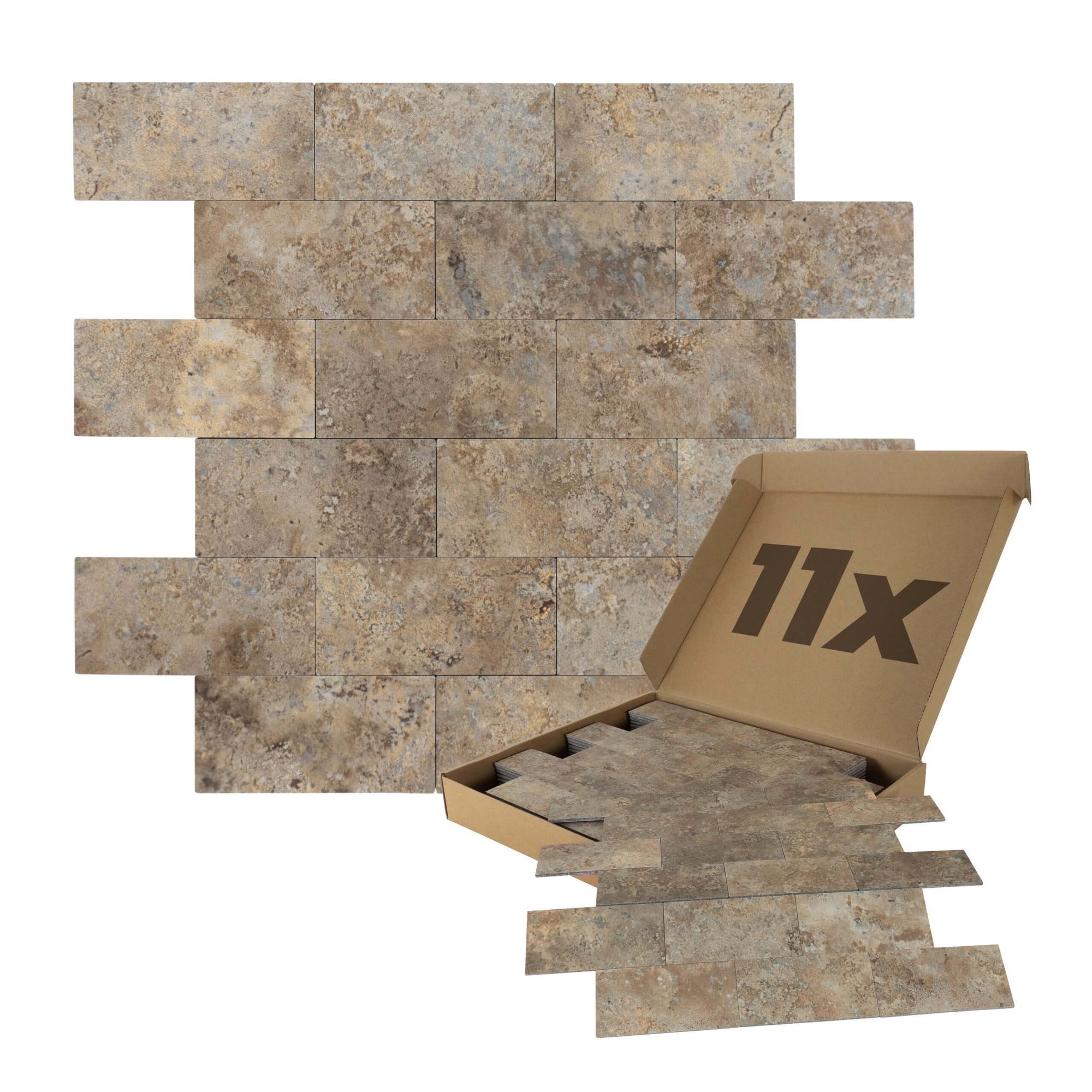 Dalsys Wandpaneel 1m² 11 Stück selbstklebend, BxL: 29.3x29.3 cm, (Beige Marmoroptik Steinoptik, 11-tlg., Wandfliese) feuchtigskeitsbeständig, einfach montiert, hochwertiges Material
