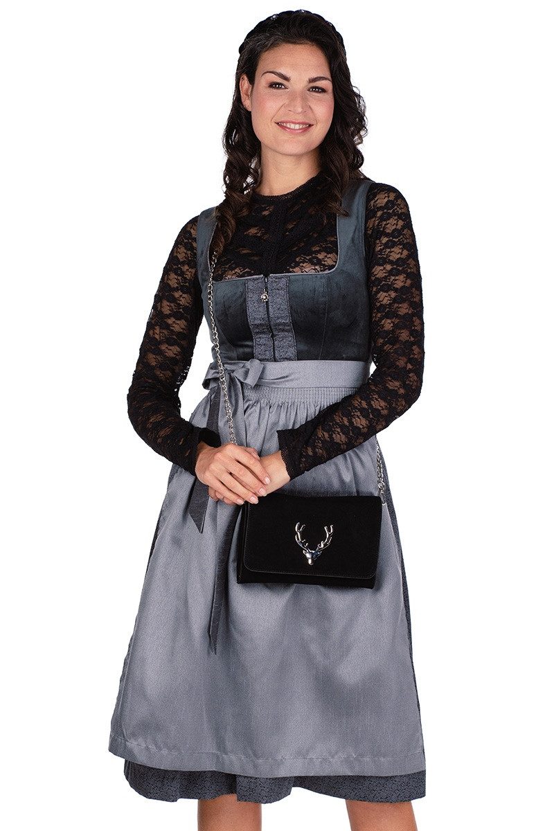 Spieth & Wensky Dirndl Samt Dirndl 2tlg. - BUCHSBAUM - dunkelgrau/silber günstig online kaufen