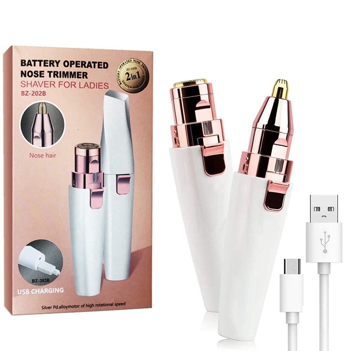 inschimmer Haarentferner-Set 2IN1 USB Augenbrauenrasierer Elektrisch Gesichtshaarentferner Frauen