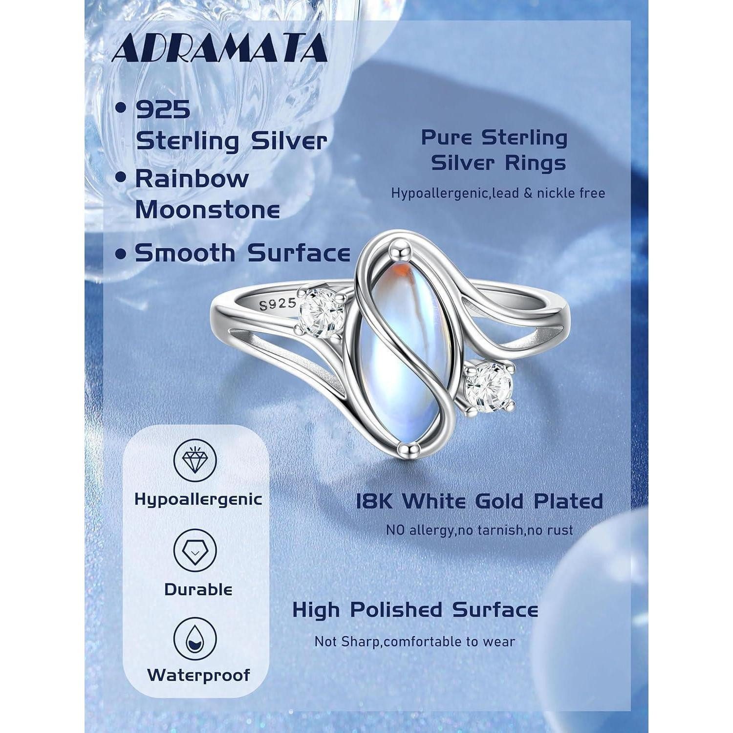 LuxusKollektion Silberring Adramata Damen Mondstein Ring 925 Silber Stateme günstig online kaufen