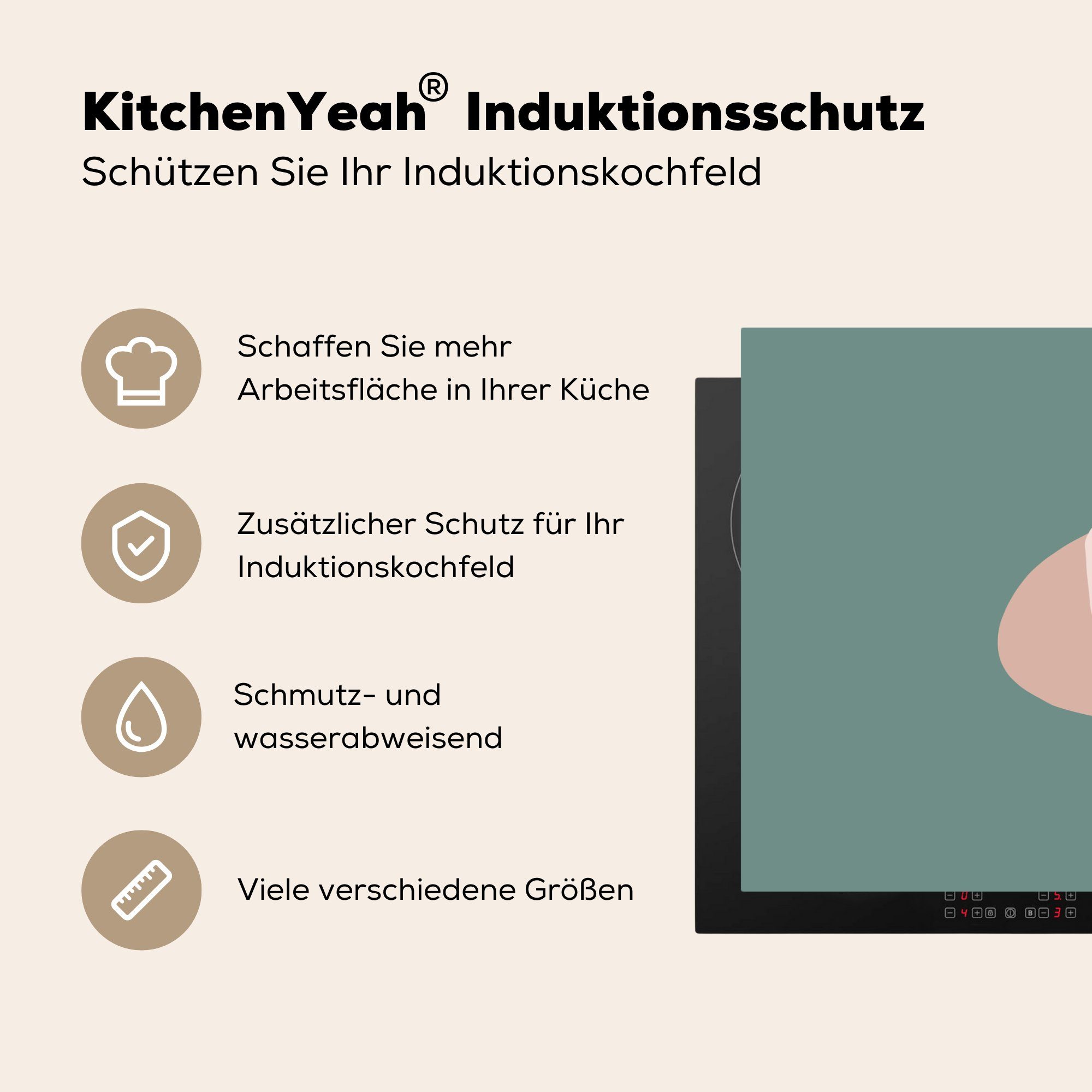 81x52 cm, Herdblende-/Abdeckplatte Sommer Dunkelblau, Induktionskochfeld (1 die tlg), - - Vinyl, küche, für Schutz MuchoWow Ceranfeldabdeckung Hut