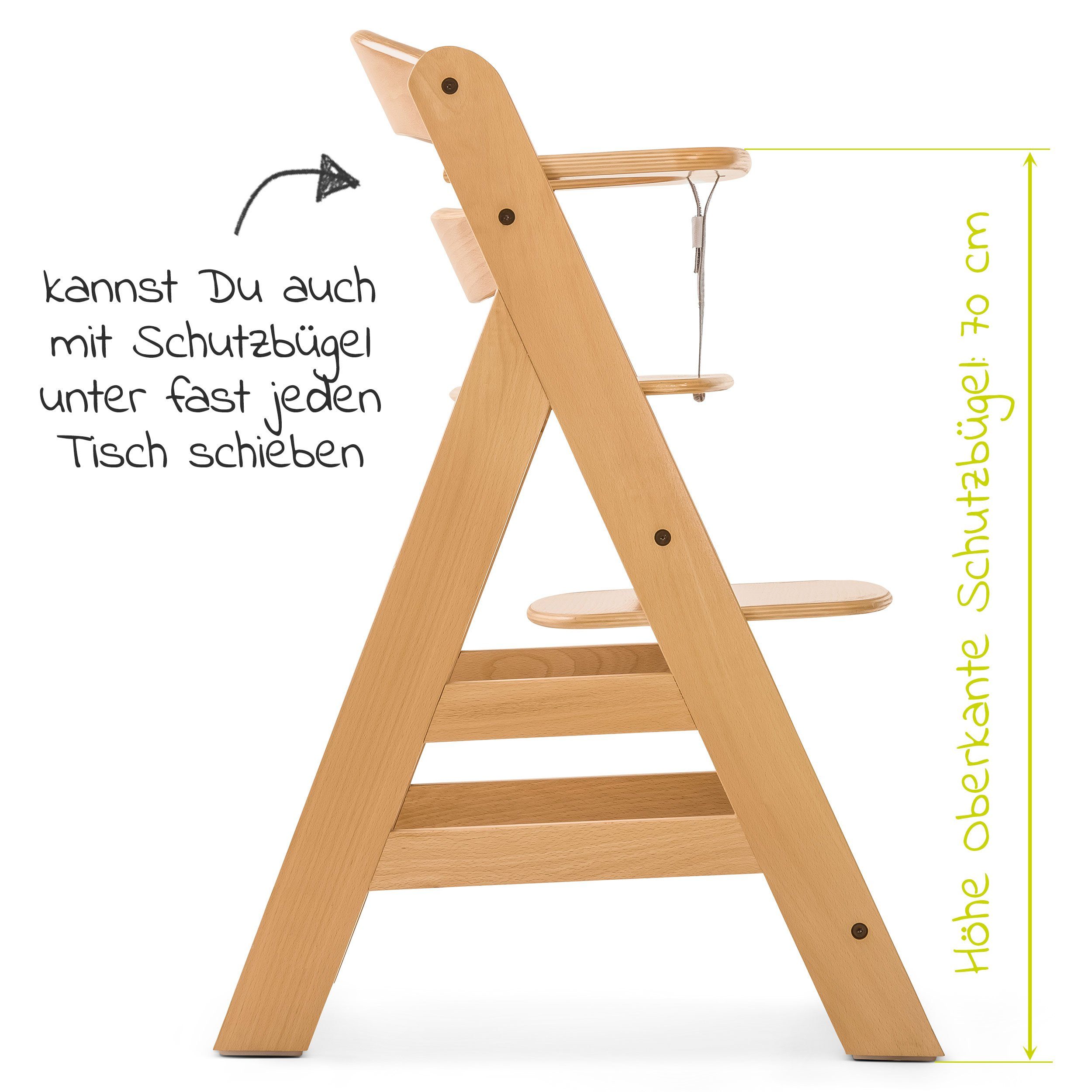 Mitwachsender Kinderhochstuhl Sitzauflage mit Holz Natur, Hochstuhl Hauck Hauck Alpha höhenverstellbar Plus