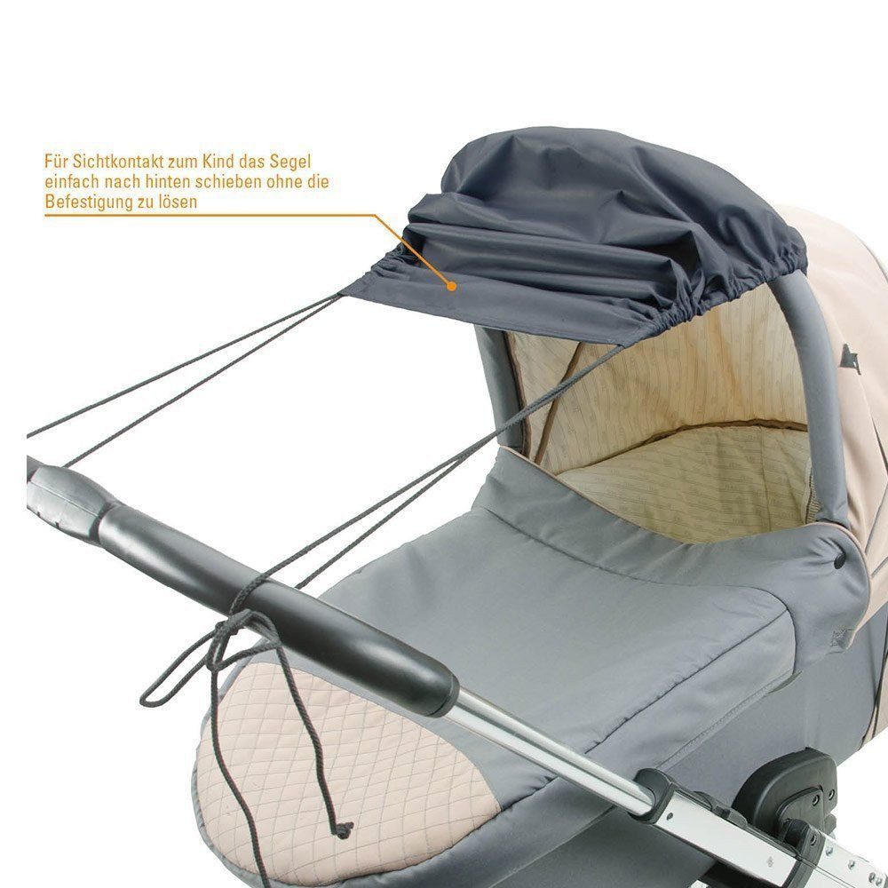 Diago Kinderwagen-Sonnenschutzhülle Anthrazit, Sonnensegel für Kinderwagen Sonnenschutz - Sonnenverdeck Babywanne