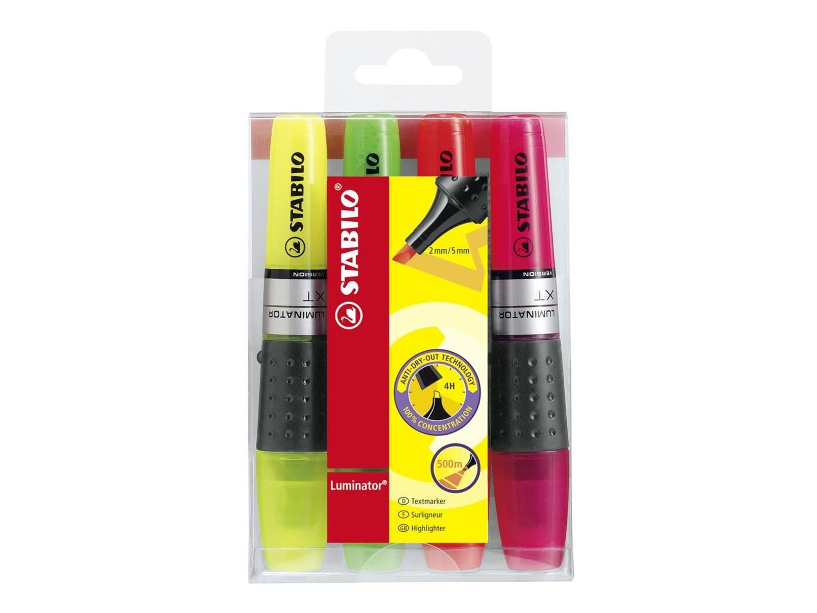 Marker STABILO LUMINATOR Textmarker - 2+5 mm - 4er Set