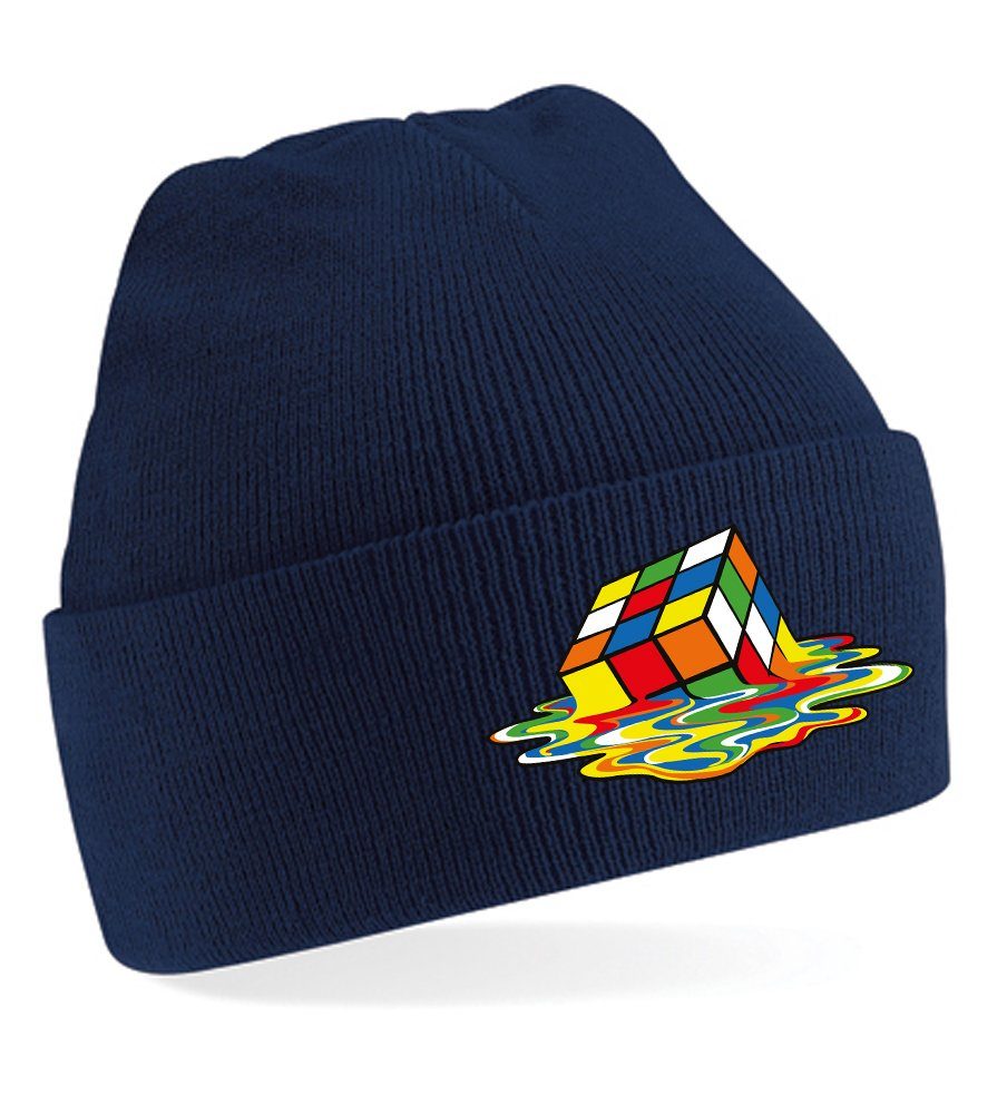 Blondie & Brownie Beanie Unisex Erwachsenen Mütze Zauberwürfel Cube Rubix Sheldon Navyblau