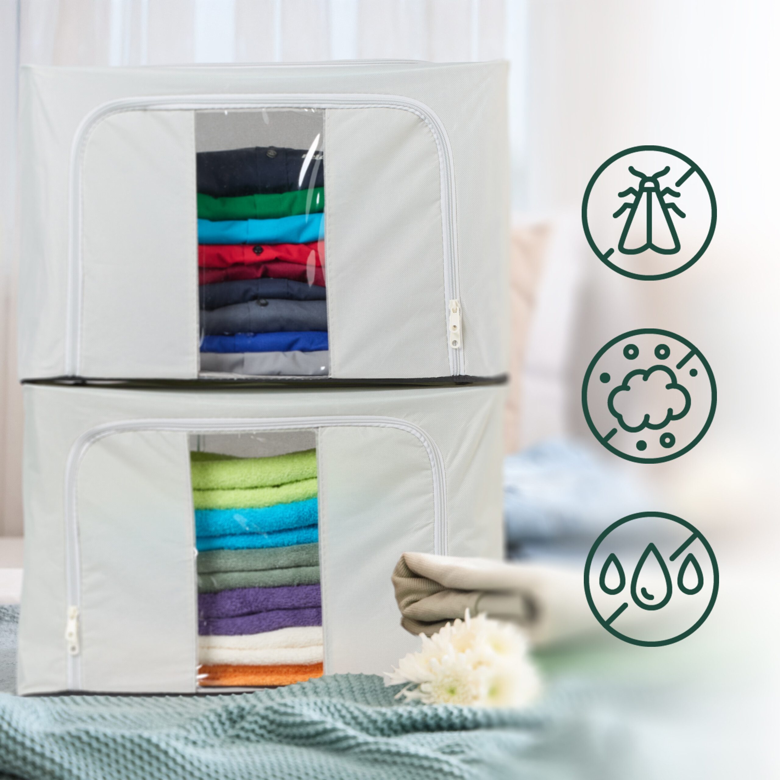 relaxdays Unterbettkommode Aufbewahrungstasche im 2er Set (2er Set), L