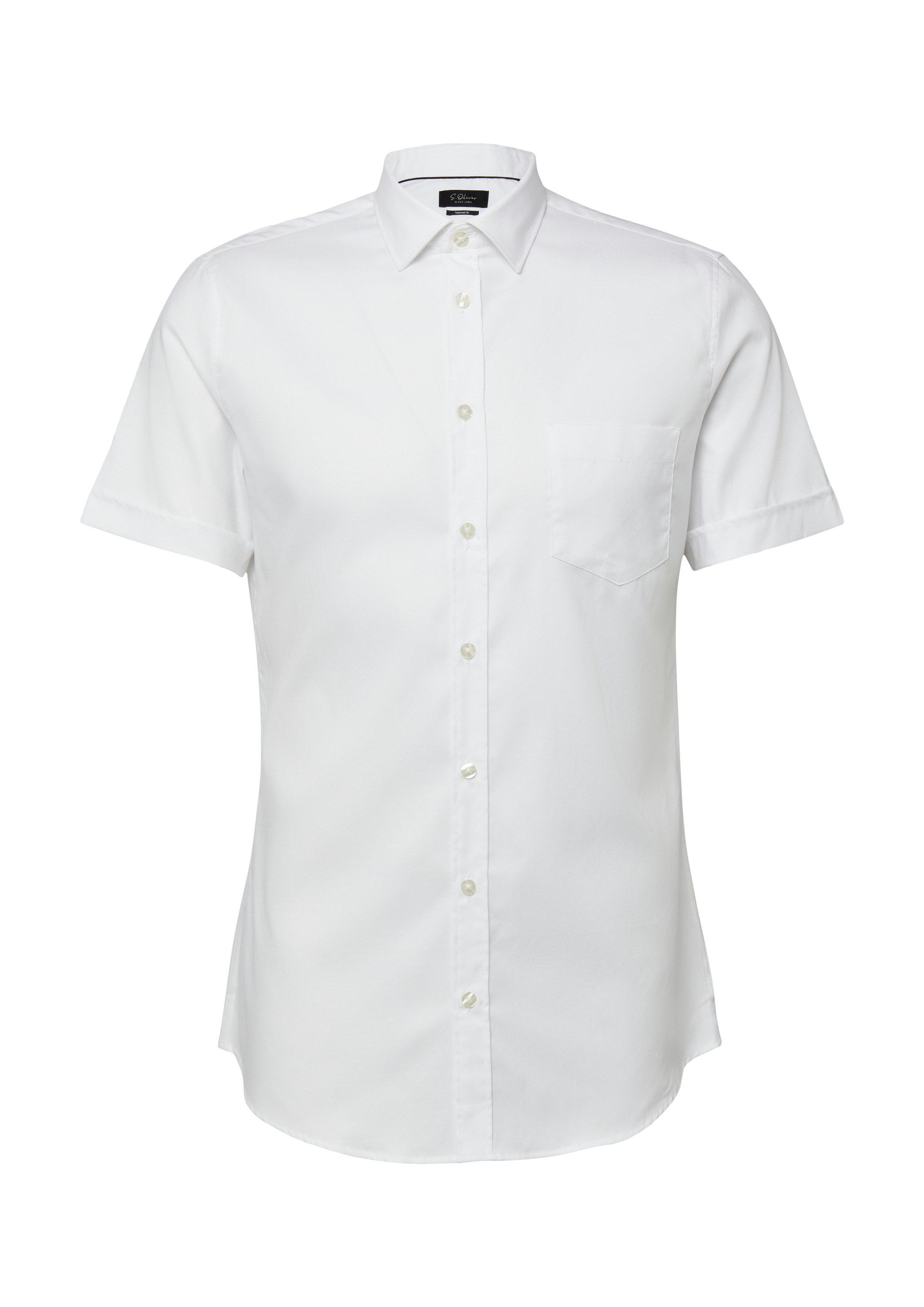 s.Oliver Kurzarmhemd Hemd Tailored Fit: Strukturiertes Kurzarm-Hemd aus Baumwollstretch