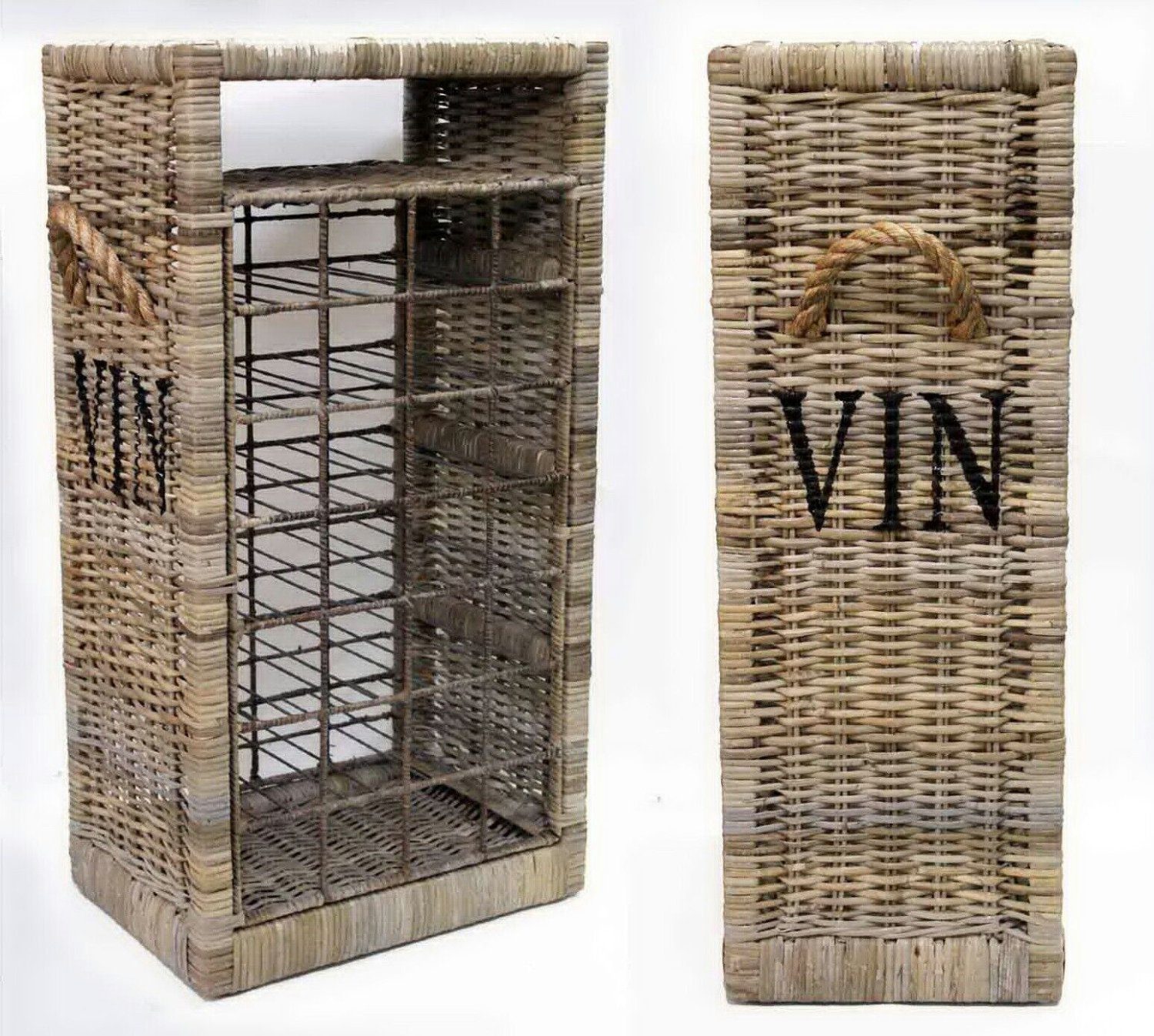Van der Leeden Weinregal Rattan Flaschenregal 28 Fl. 91x47x33 cm Handarbeit Natur, Stück 1-tlg., Flaschenregal, Weinlager, für 28 Flaschen, Rattan