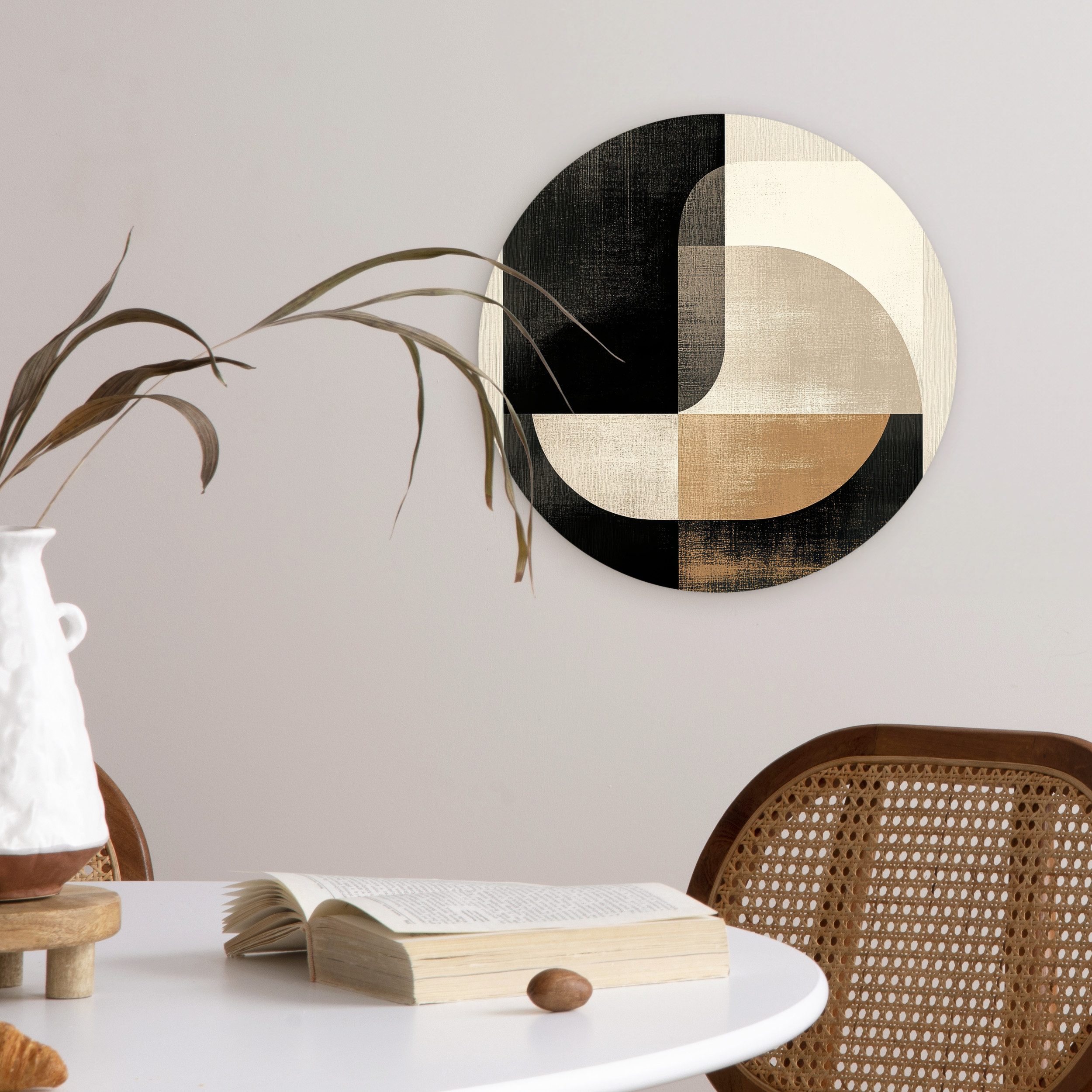 MuchoWow Gemälde Modern - Quadratisch - Formen, Fotodruck (1 St), Kreis Wanddekoration, Rundes Wandbild, 30x30 cm