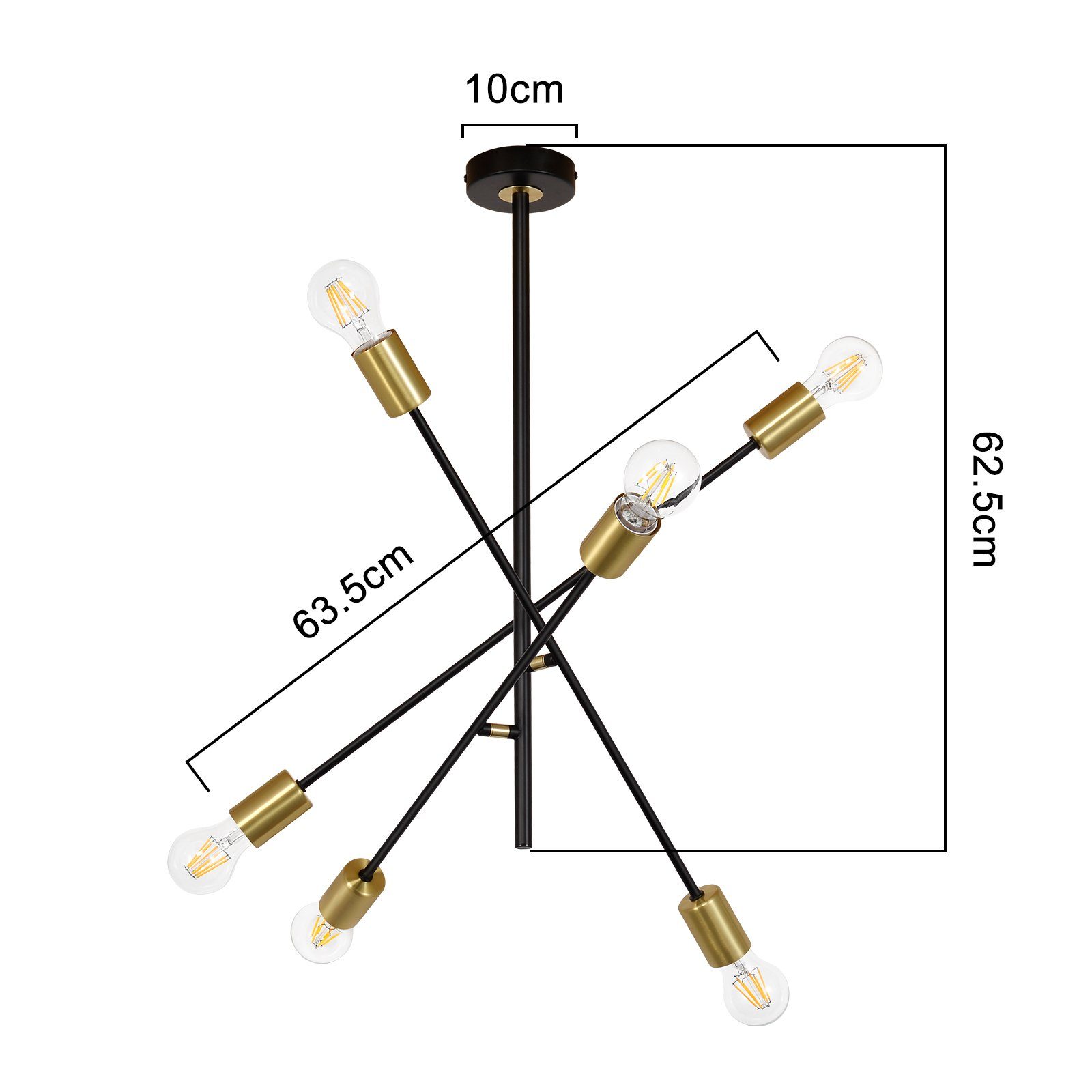 Nettlife Pendelleuchte Schwarz Esstisch 4/6 Flammig Vintage E27 Hängelampe Hängeleuchte, Flexibler Lampenmast, LED wechselbar, für Wohnzimmer Esszimmer Schlafzimmer