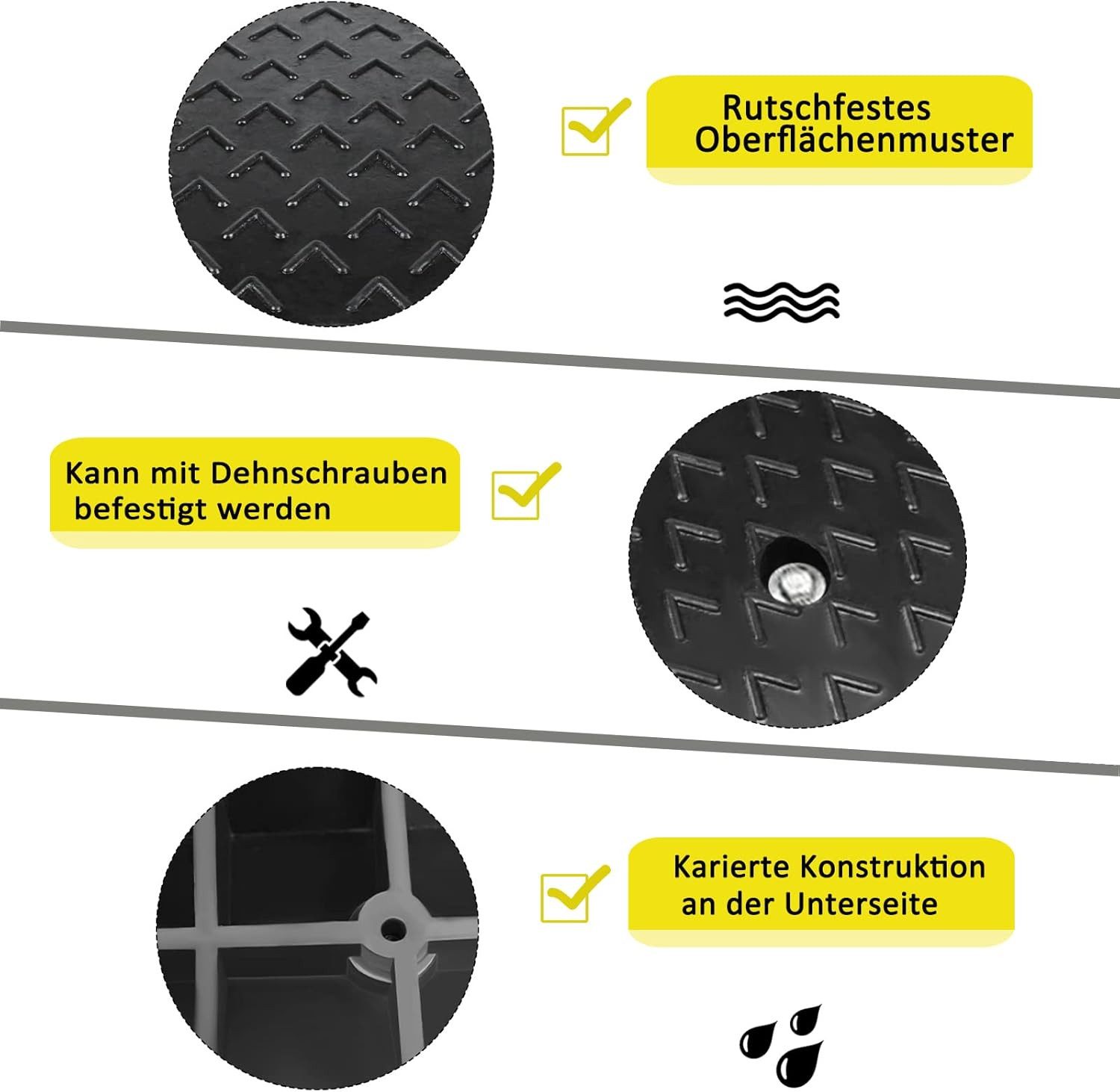 FIVMEN Auffahrrampe 2 Stück Bordsteinrampe aus Gummi Bordsteinkanten, Tragbar Leicht, Schwerlast Plastik Schwelle Rampen für Auto, Motorrad, Rollstuhl