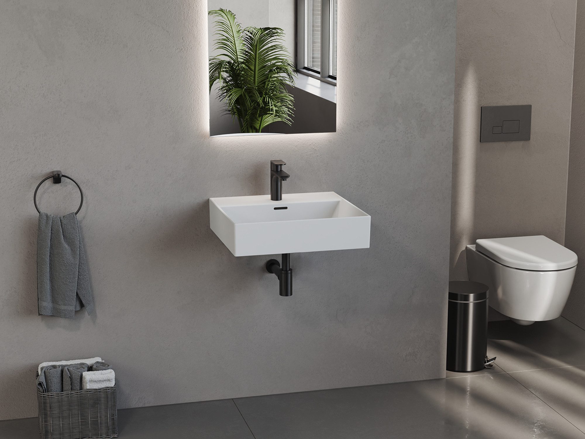 Aqua Bagno Waschbecken Aufsatzwaschbecken wandhängend 50cm weiß Keramik Gästebad
