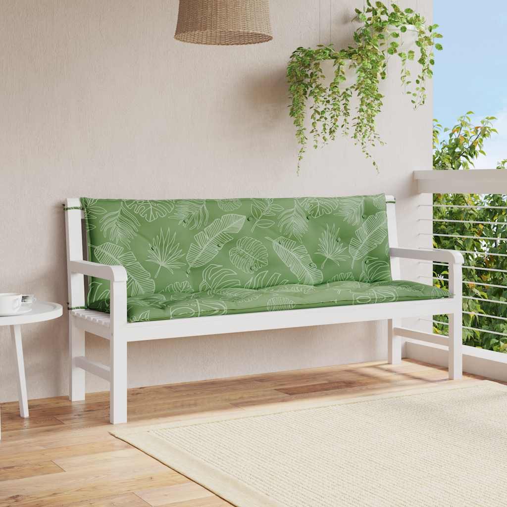 vidaXL Sitzauflage Gartenbank-Auflagen 2 Stk. Blattmuster 150x50x7 cm Stoff, (2 St)