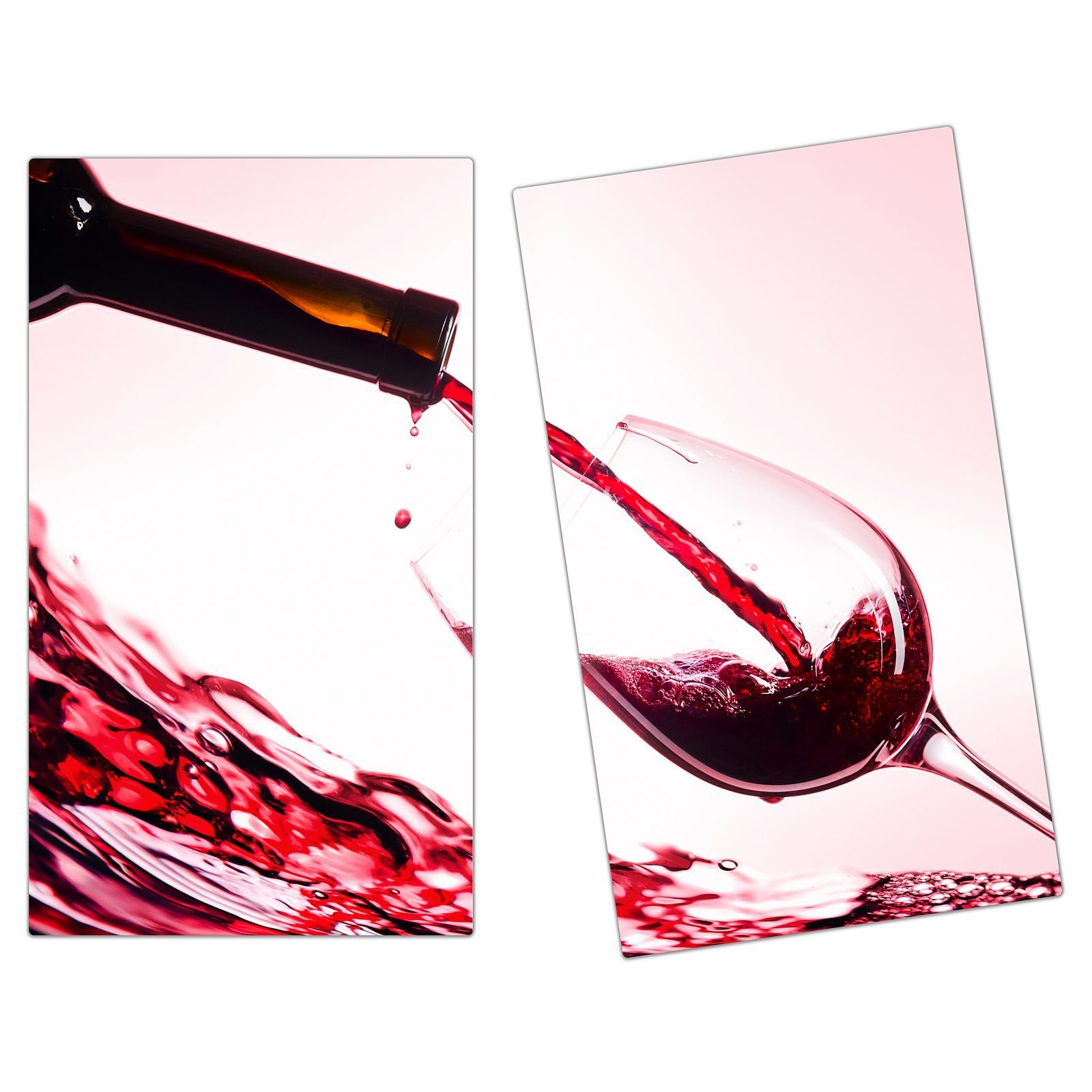 Herdabdeckplatte Primedeco tlg) Glas Spritzschutz Herd-Abdeckplatte Glas, Flasche aus (2 Rotwein,