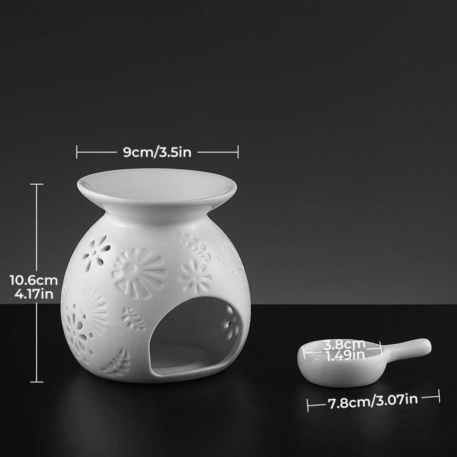 LuxusKollektion Duftlampe Aromalampe Teelichthalter Duftlampe Keramik Löffel Diffuser Typ2-weiß
