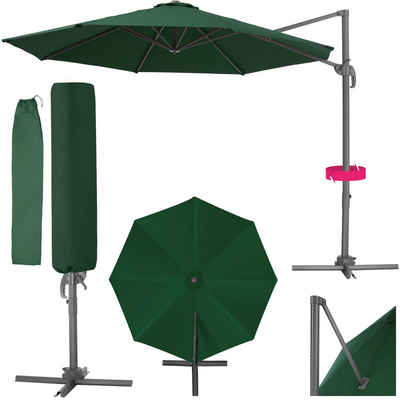tectake Sonnenschirm Daria, Set mit Schutzhülle für Terrasse oder Garten, Parasol inkl. Schutzhülle in Schrimfarbe, 360° drehbar