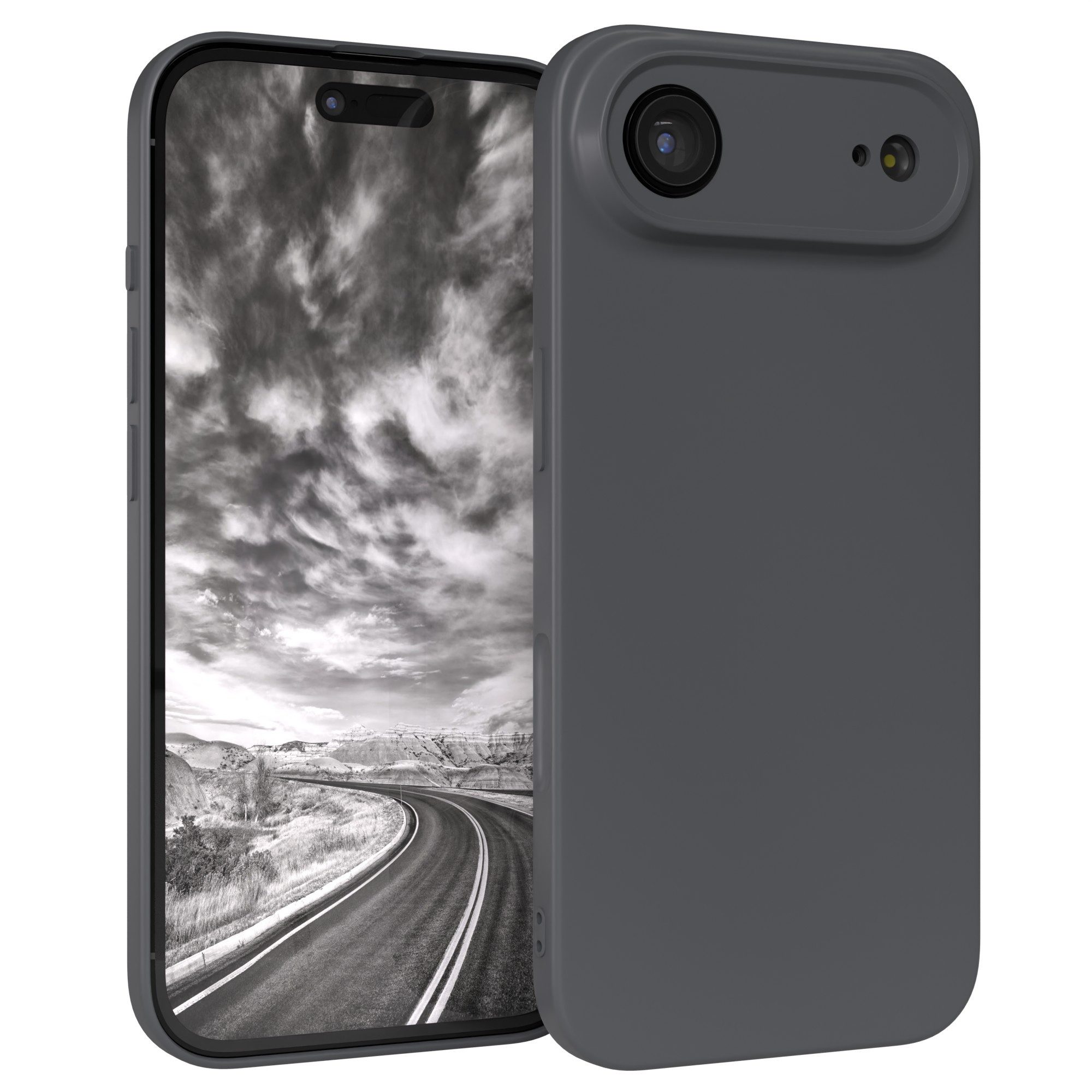 EAZY CASE Handyhülle für Apple iPhone Air Hülle Silikon 6,5 Zoll, Hülle mit Kameraschutz Handycase Soft Smart Slimcover matt Dunkelgrau