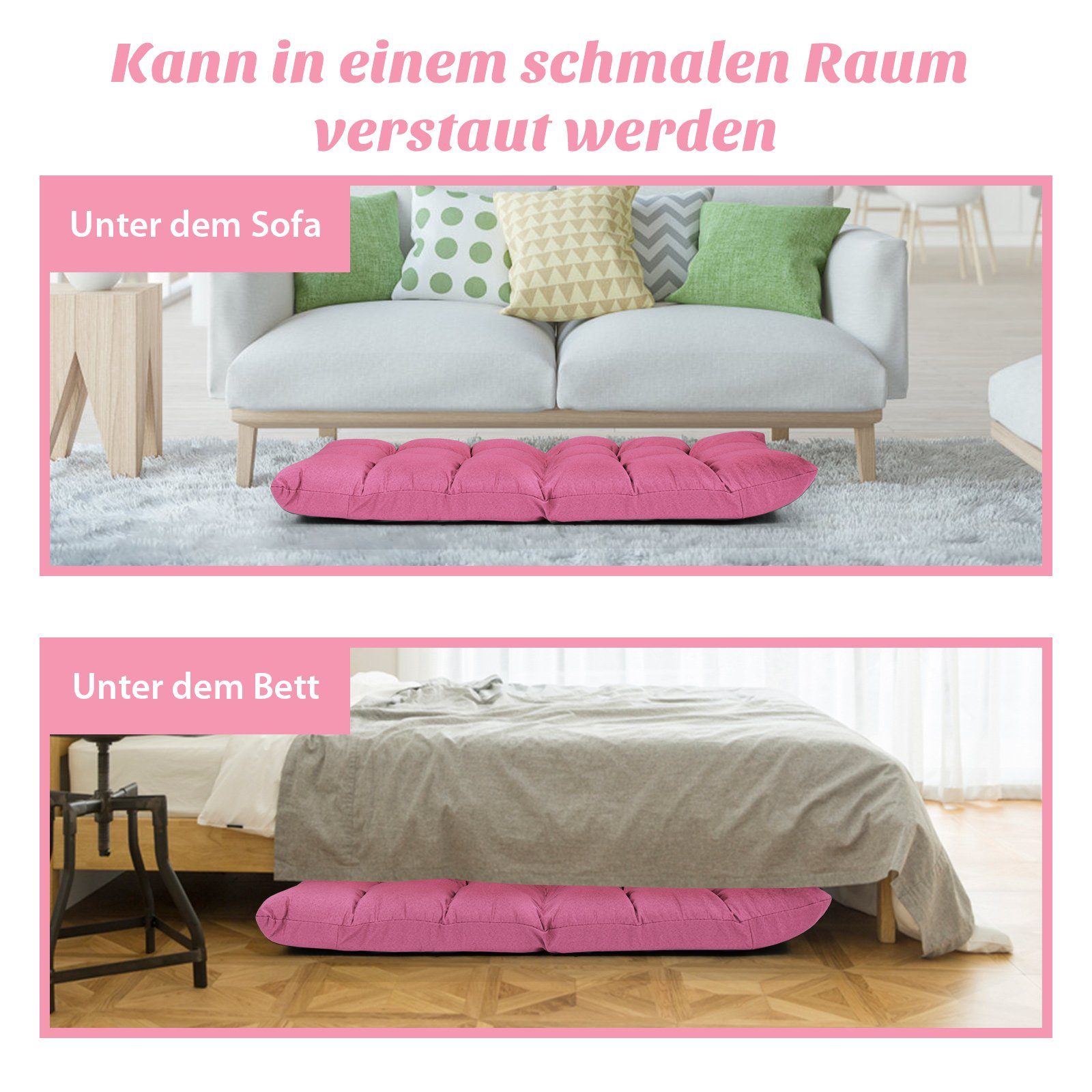 COSTWAY Sessel, Bodensessel,mit 14-Fach Verstellbarer Lehne