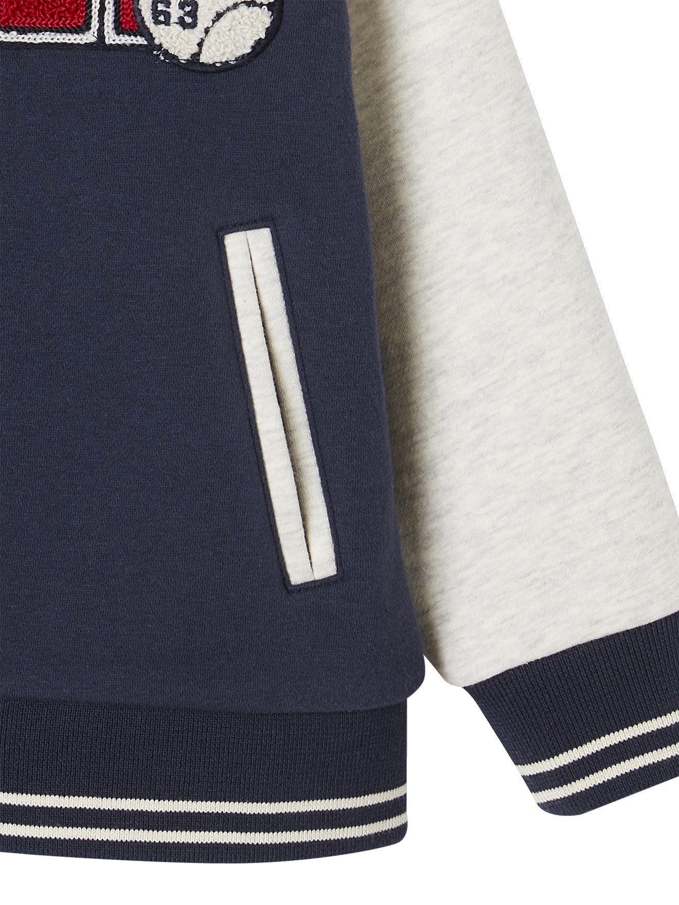 vertbaudet Fleecepullover College-Sweatjacke mit Aufnäher Jungen