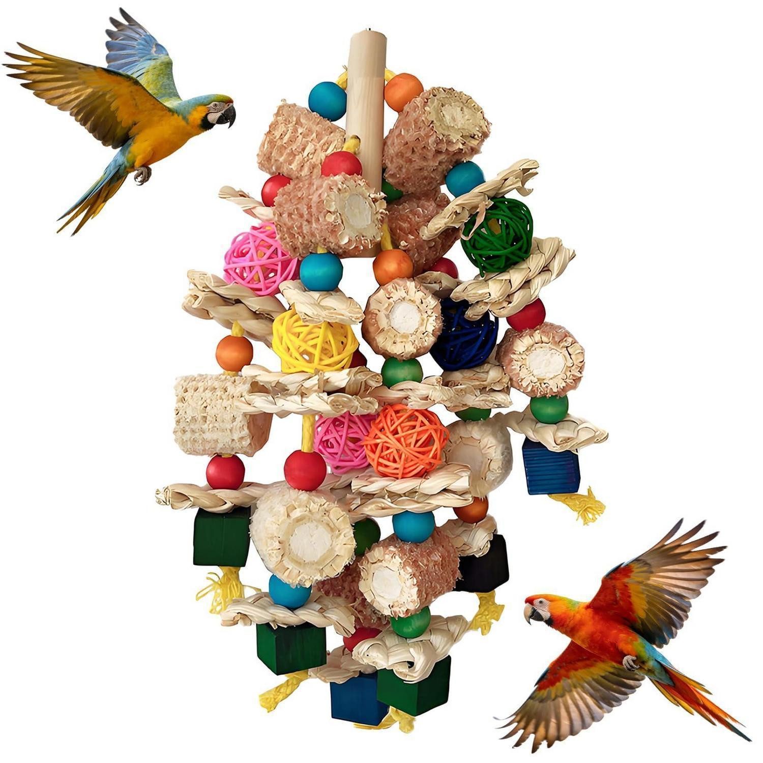 LuxusKollektion Vogelspielplatz Vogelspielzeug Maiskolben Holz 37cm