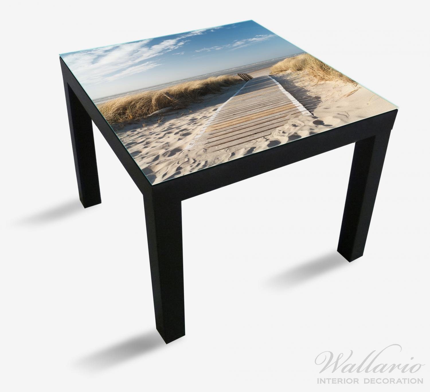 Wallario Tischplatte Auf dem Holzweg zum Strand (1 St), für Ikea Lack Tisch geeignet