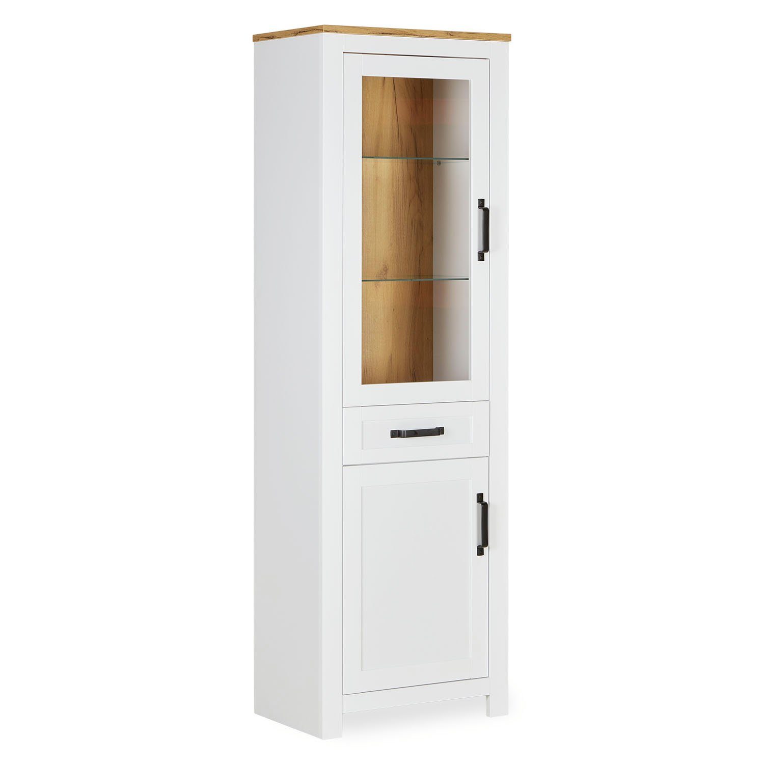 Homestyle4u Kommode Vitrine Highboard Wohnzimmerschrank Weiß (kein Set)