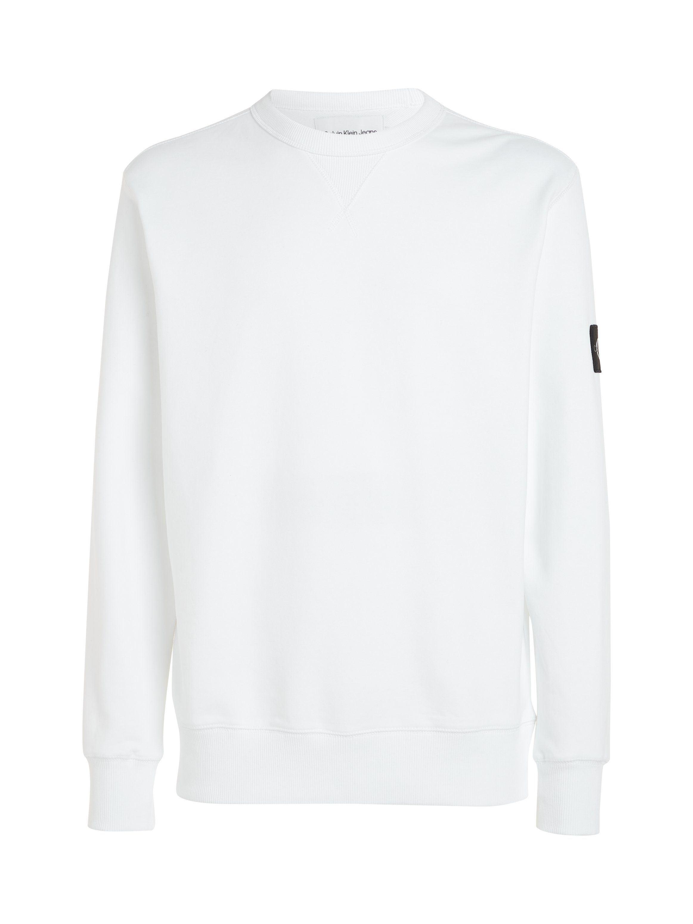 Calvin Klein Jeans CREW weiß Logopatch mit BADGE NECK Sweatshirt