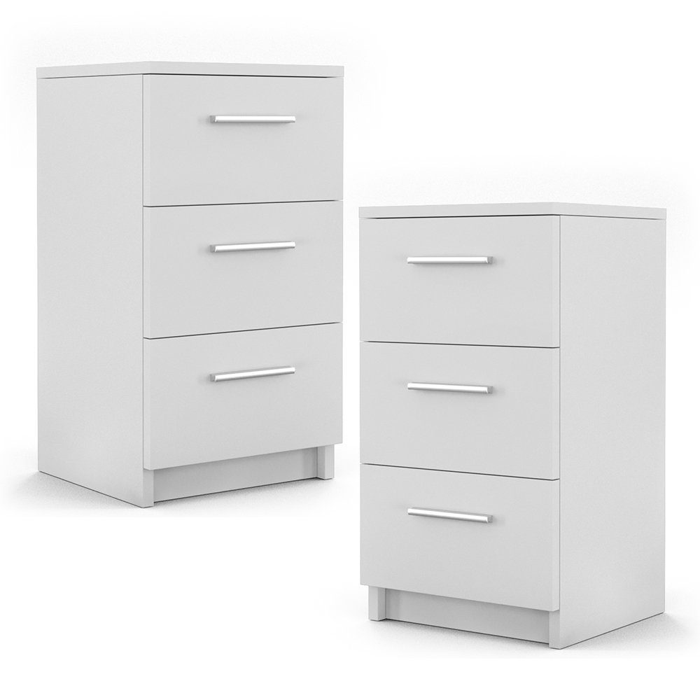 Nachtkommode, Weiß, 38 x 66 cm 2er Set