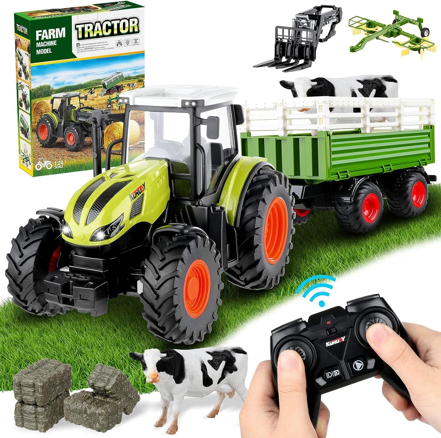 Ferngesteuerter Traktor 1:24 R/C Grün, Spielzeug \ R/C Spielzeug Spielzeug  \ Traktoren