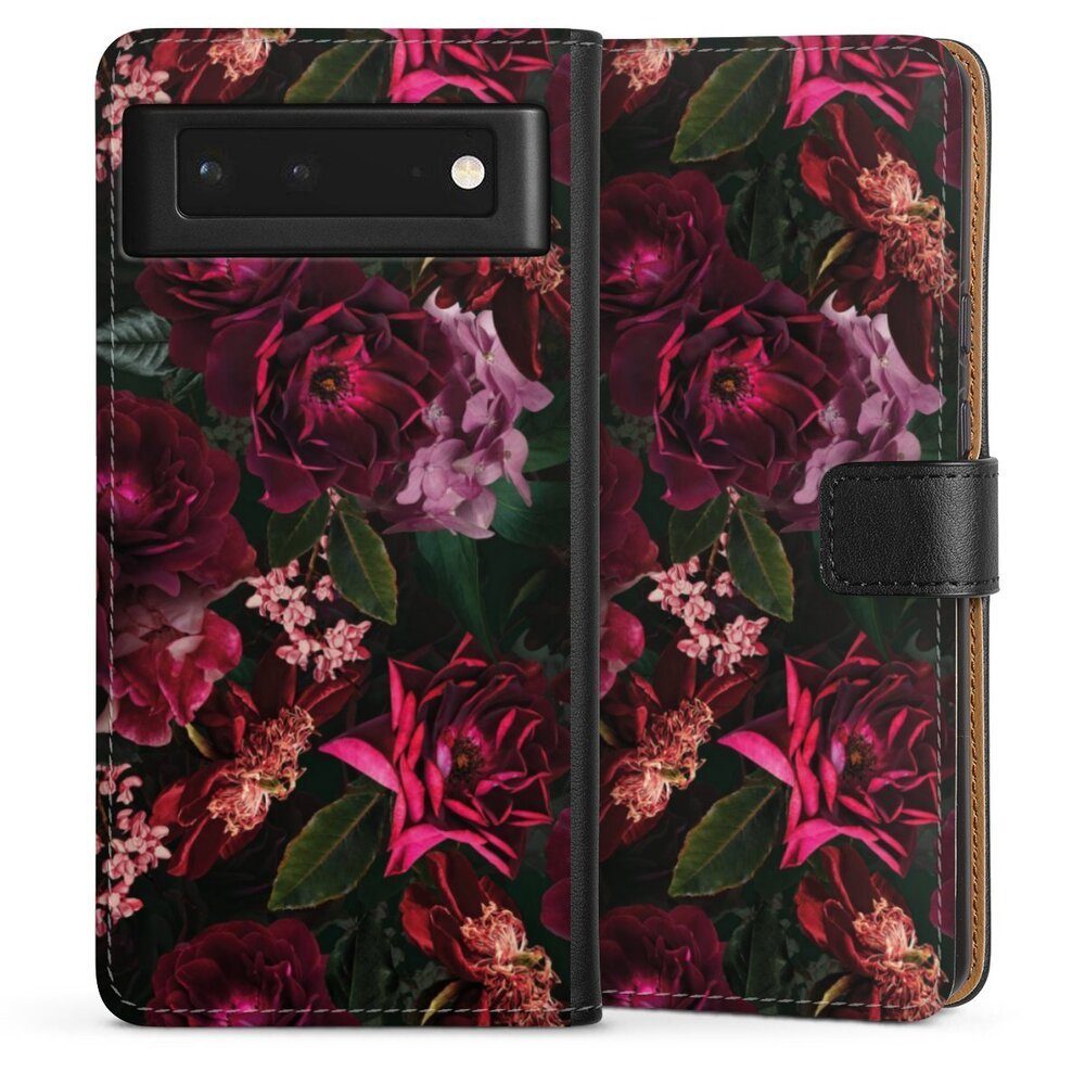 DeinDesign Handyhülle Rose Blumen Blüte Dark Red and Pink Flowers, Google Pixel 6 Hülle Flip Case Klapphülle Handytasche Leder
