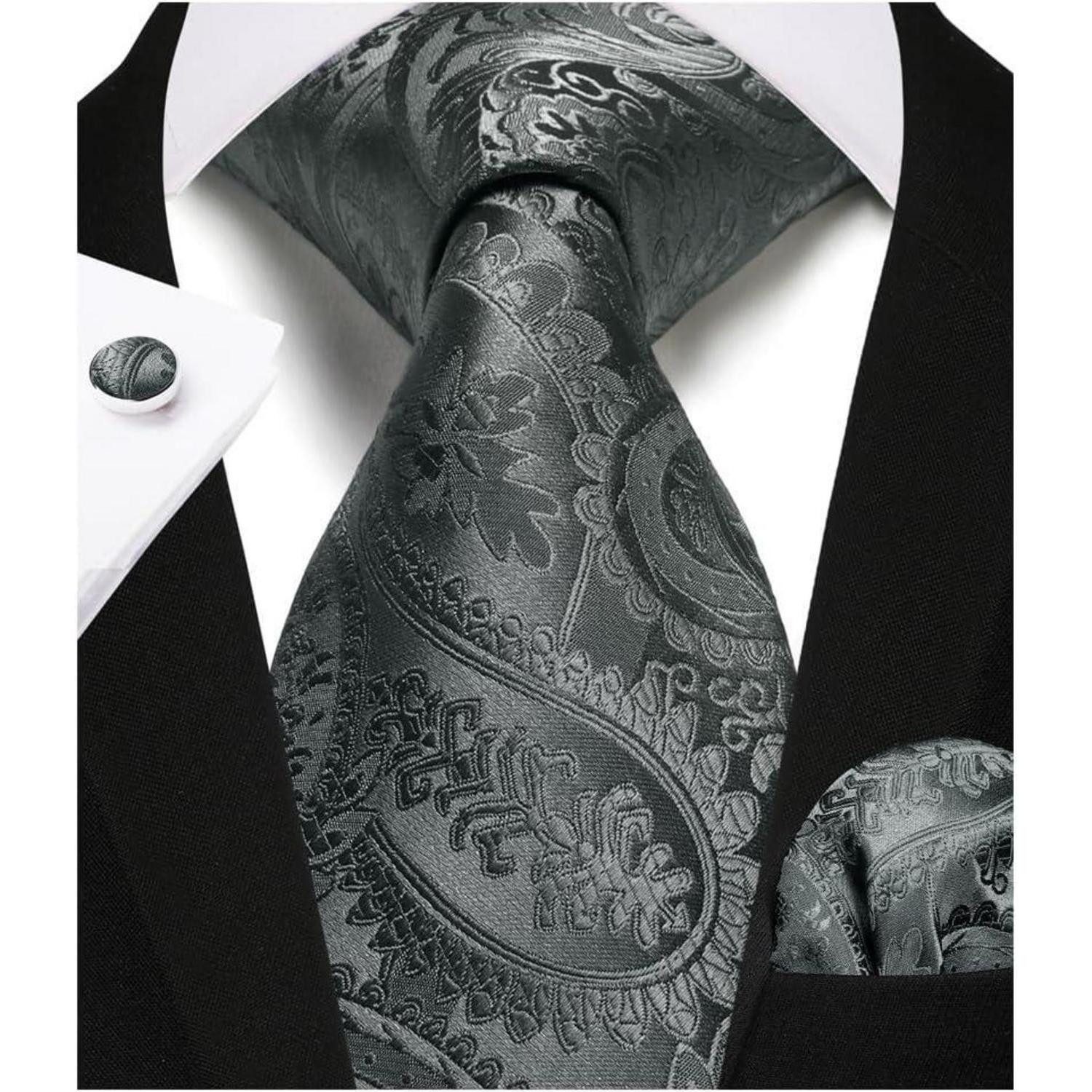 LuxusKollektion Krawatte Krawatte Herren Paisley Hochzeit Grau Dunkel Einhe günstig online kaufen