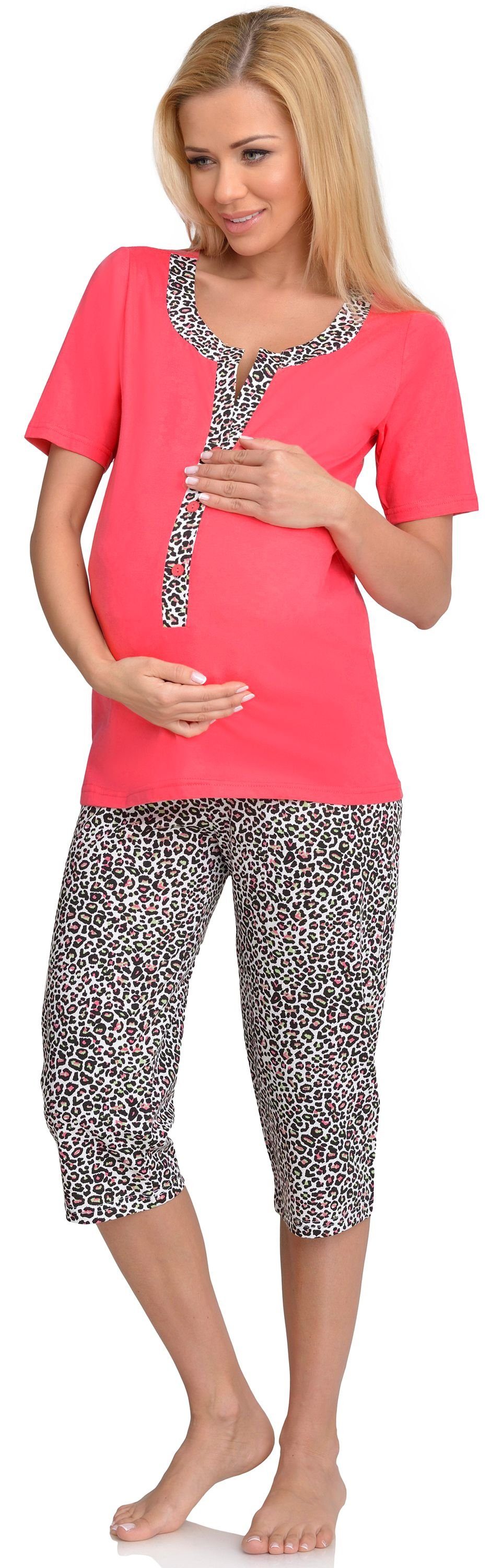 Damen Coral Stillpyjama Mammy H2L2N2 Be Umstandspyjama Schlafanzug