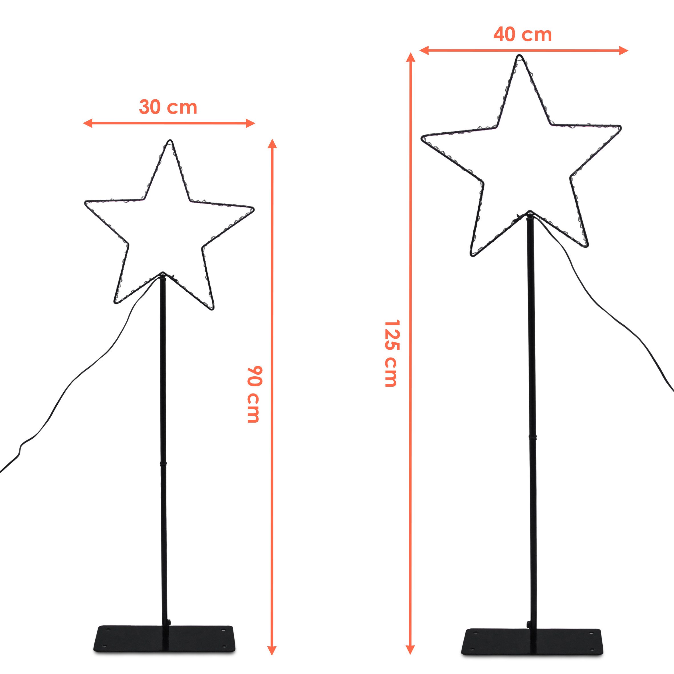 Spetebo Gartenstecker Leuchtstern 2er Set für Außen mit Timer 125 cm + 90 c günstig online kaufen
