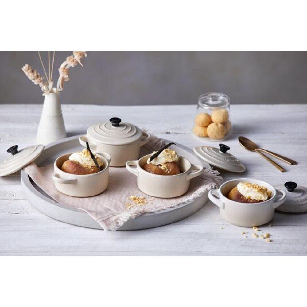LE CREUSET Auflaufform Mini-Cocotte 10 cm Meringue, Steinzeug, 250ml, Steinzeug, mikrow.- & spülm.sicher, glasiert, backofengeeignet