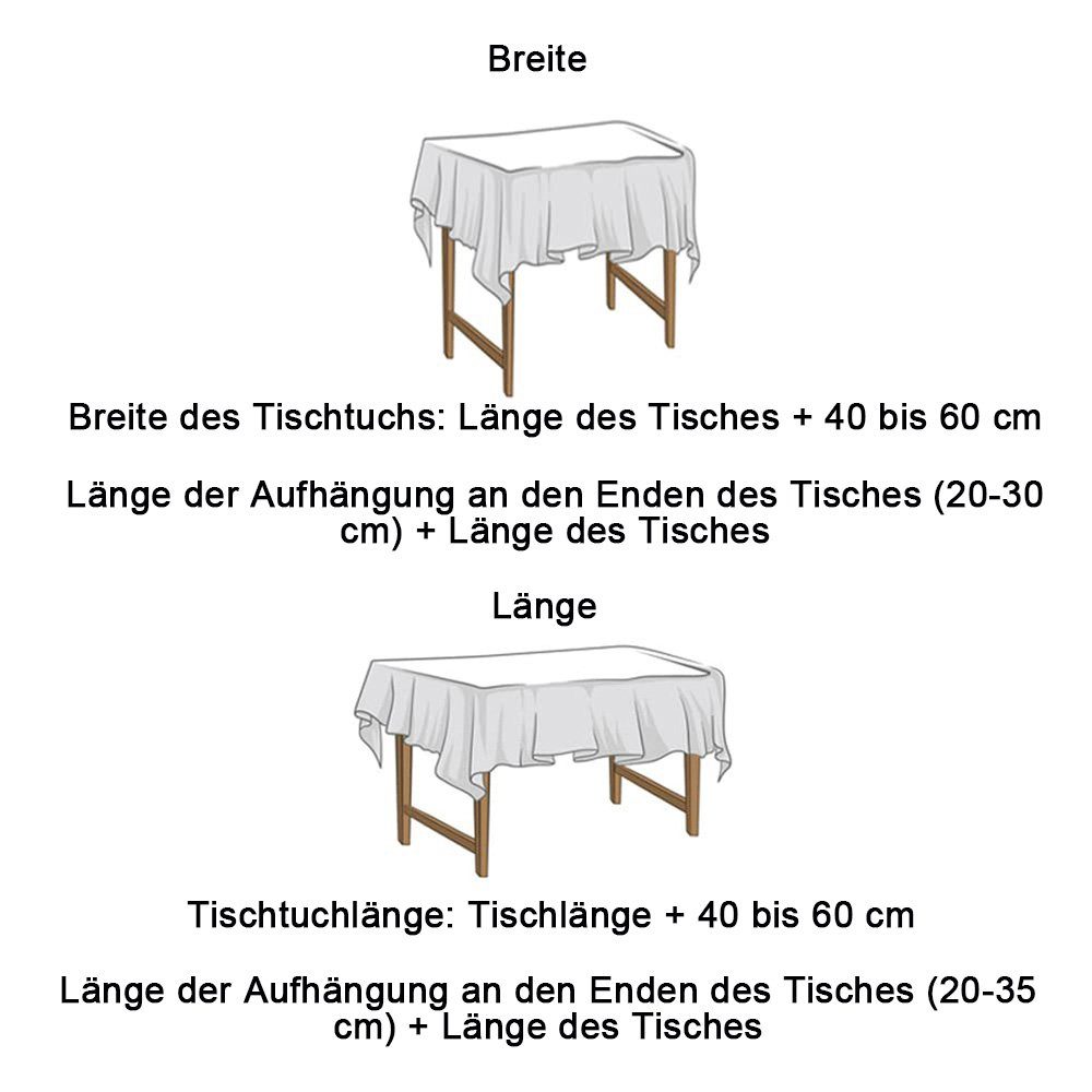 Leinenoptik Tischtuch Rechteckige Tischdecke Beige Tischdecke NUODWELL Quaste Streifen