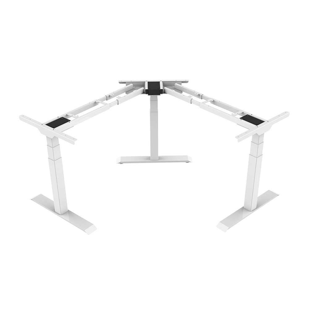 Natur24 Tischgestell Höhenverstellbares Weiß Eck-Schreibtischgestell