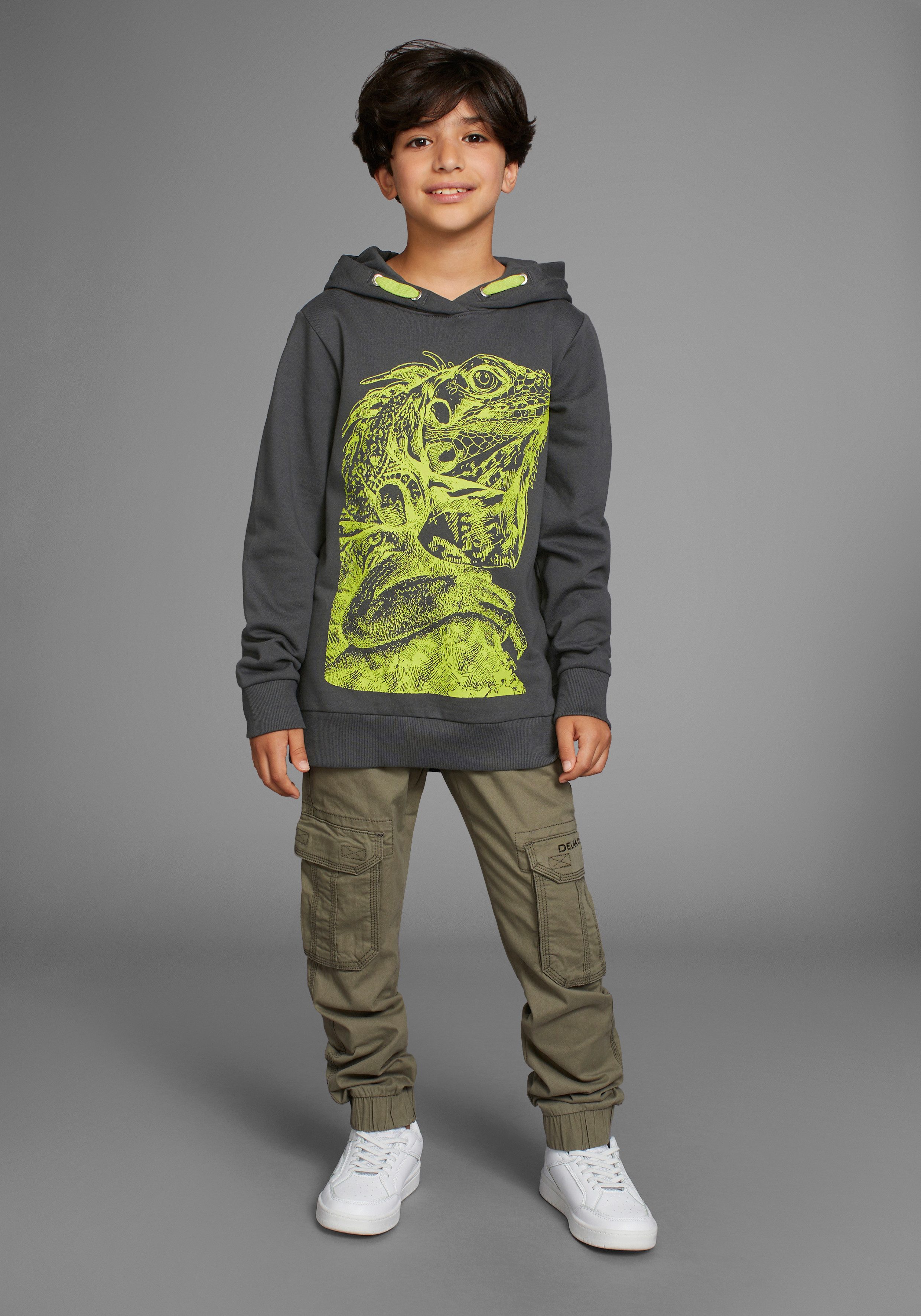 KIDSWORLD Kapuzensweatshirt GECKO - Print, cooles Tiermotiv