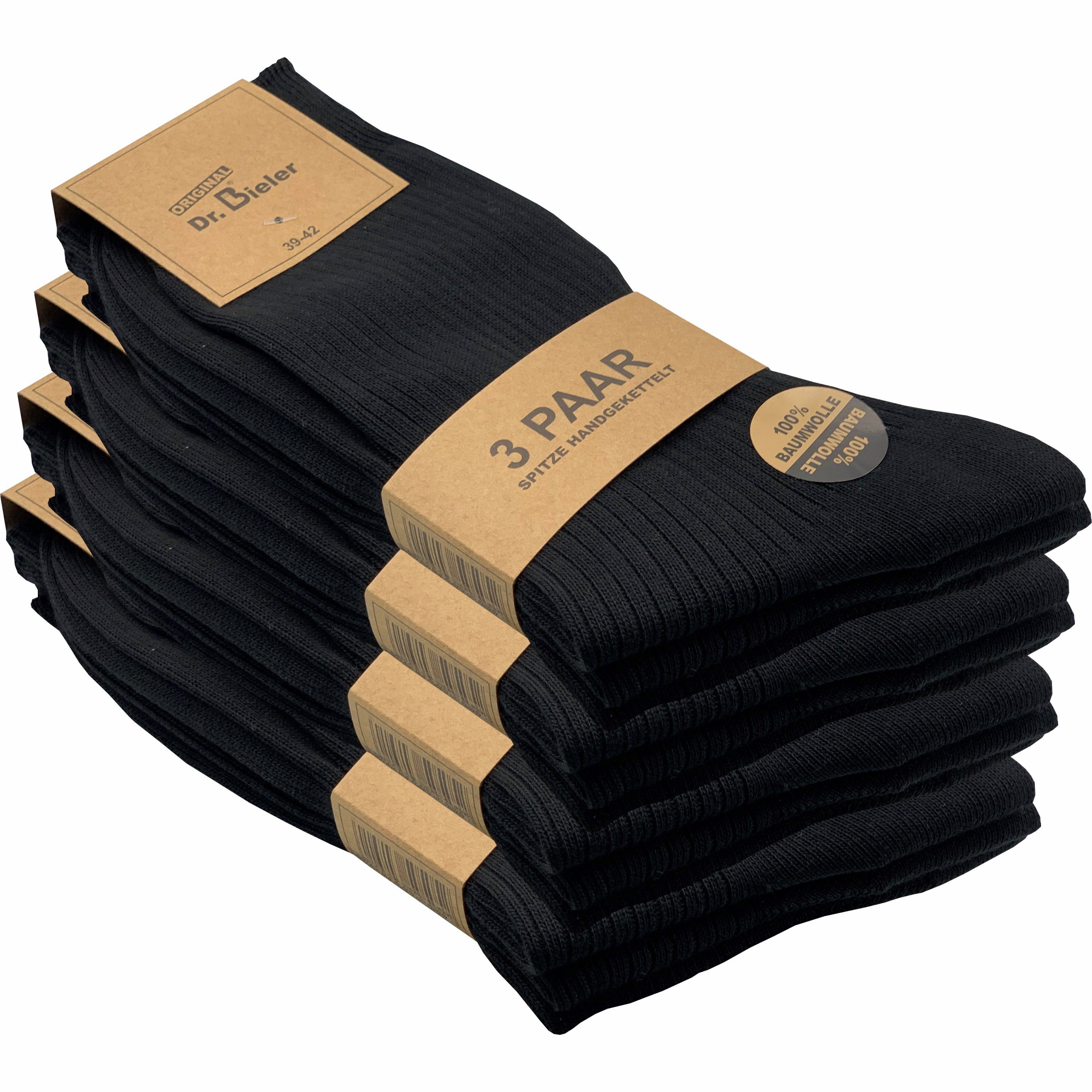 GAWILO Basicsocken für Herren in in & Gummi drückende schwarz Preisbewusste (12 für aus Paar) - ohne Baumwolle Qualität 100% Naht Rippe - mit ansprechender schwarz, weiß - blau ohne
