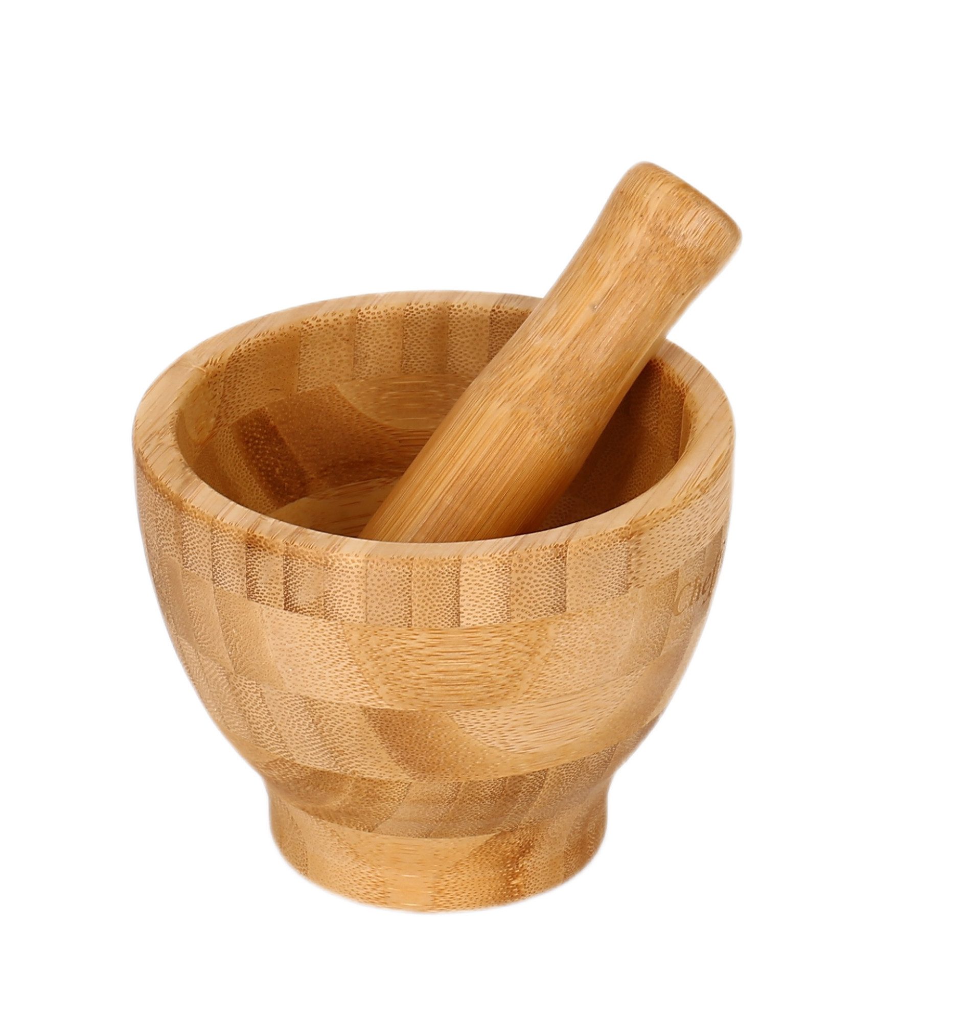 Cheffinger Mörser mit Stößel aus Bambus zum Mahlen von Kräutern & Gewürzen, (2-tlg)