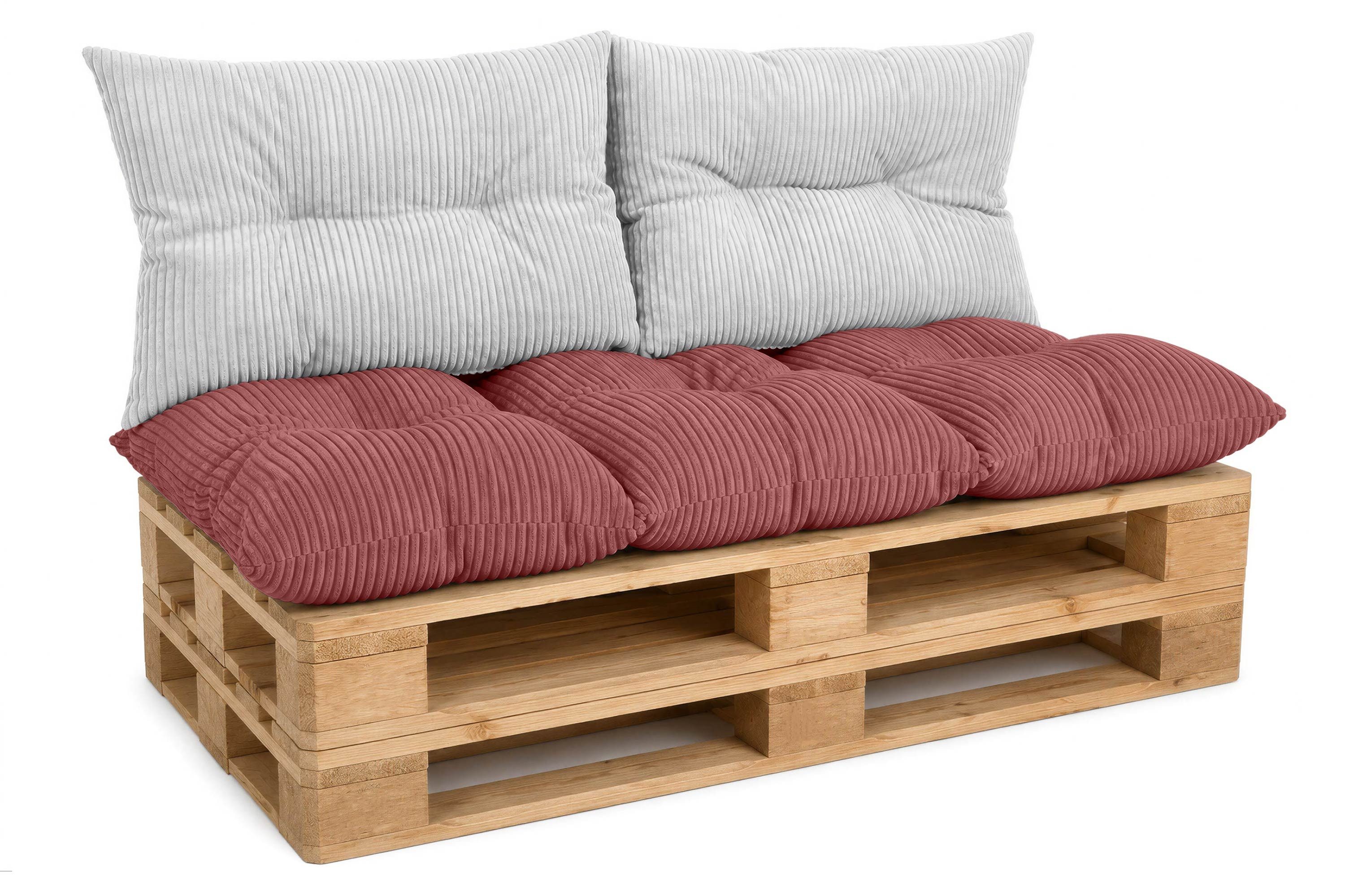 Amilian Palettenkissen Palettenauflagen Set 3-tlg., 120x80 cm + 2x 40x60 cm, für Palettenmöbel, Balkon, Terrasse und Wohnbereich