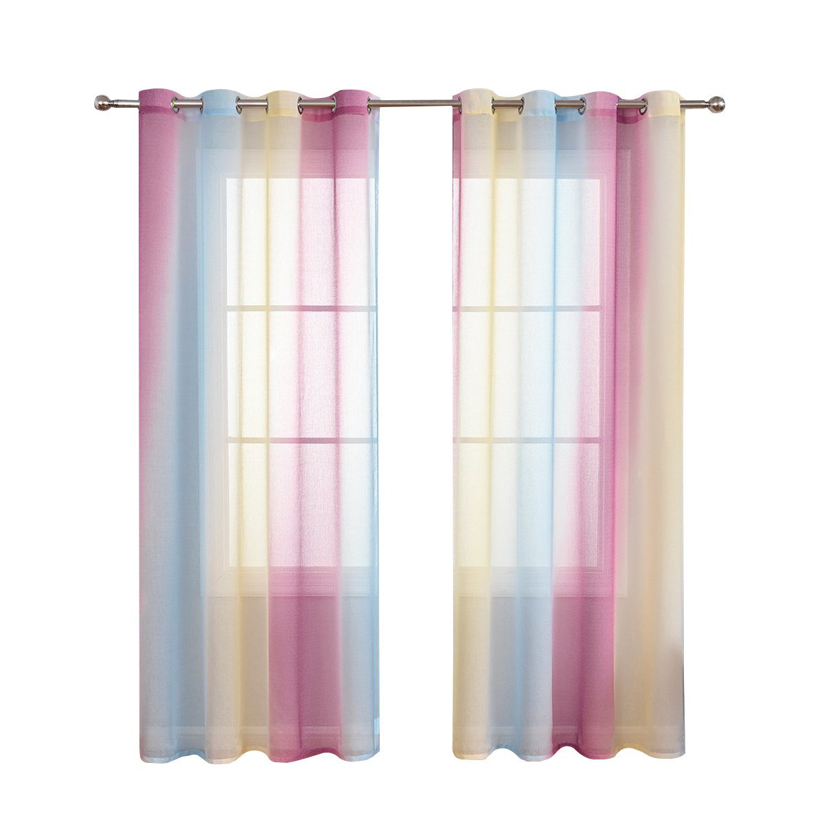 BYSURE Gardine (2 St), Ösen, transparent, Voile, Regenbogen-Vorhänge günstig online kaufen