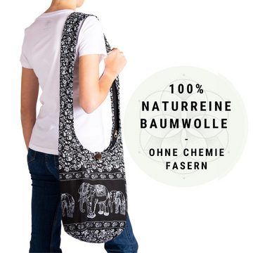 PANASIAM Umhängetasche Schulterbeutel Elefant Schultertasche aus 100% Baumwolle in 2 Größen, Beuteltasche als Wickeltasche Handtasche oder Strandtasche geeignet