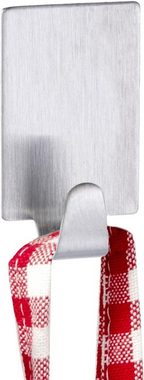 WENKO Drapierhaken, Rechteckhaken 4er Set, Edelstahl rostfrei, 2 x 3.5 x 1.5 cm, Matt