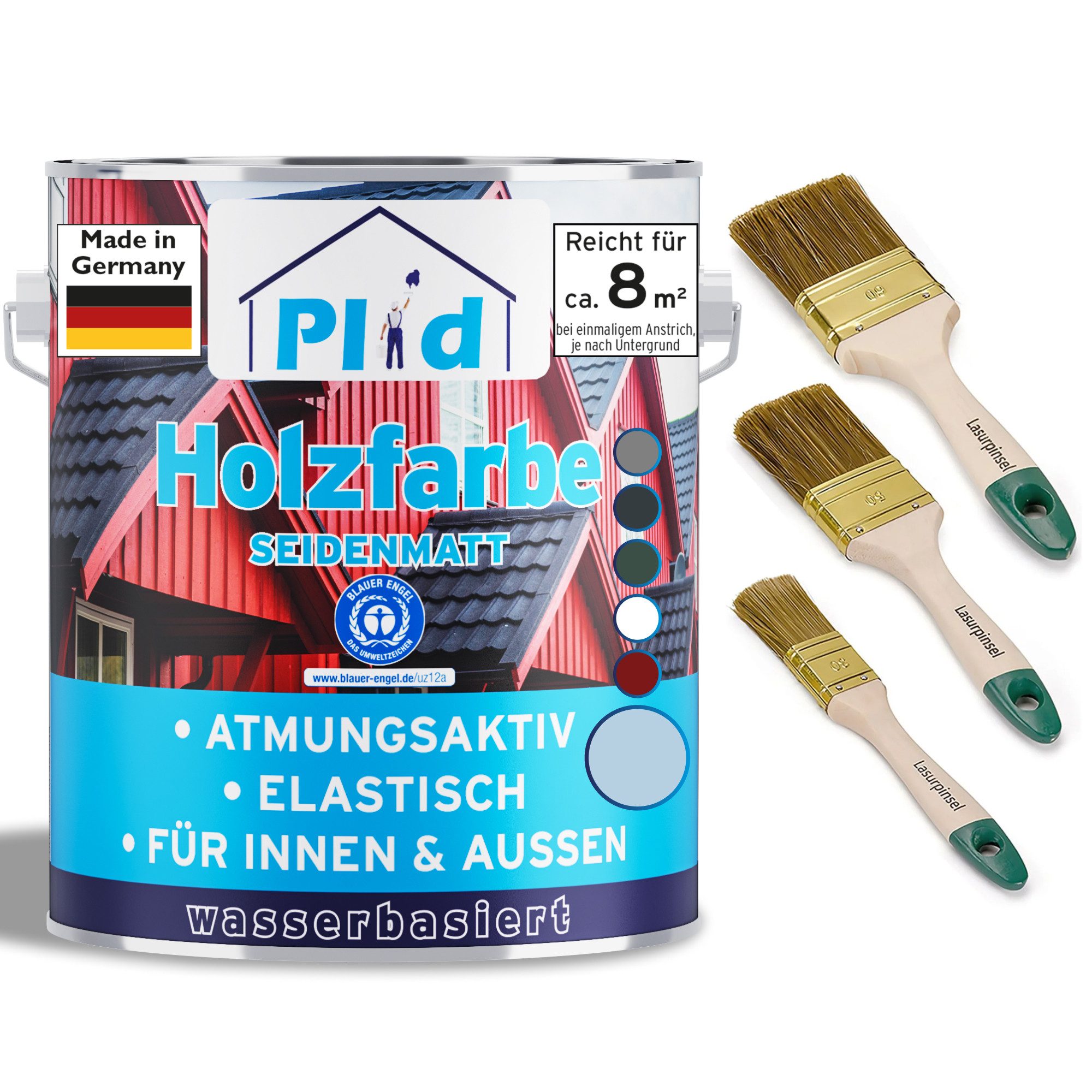 plid Holzlack Premium Holzfarbe Holzlack Farbe für Holz Pinsel, Schnelltrocknend, verarbeitungsfertig