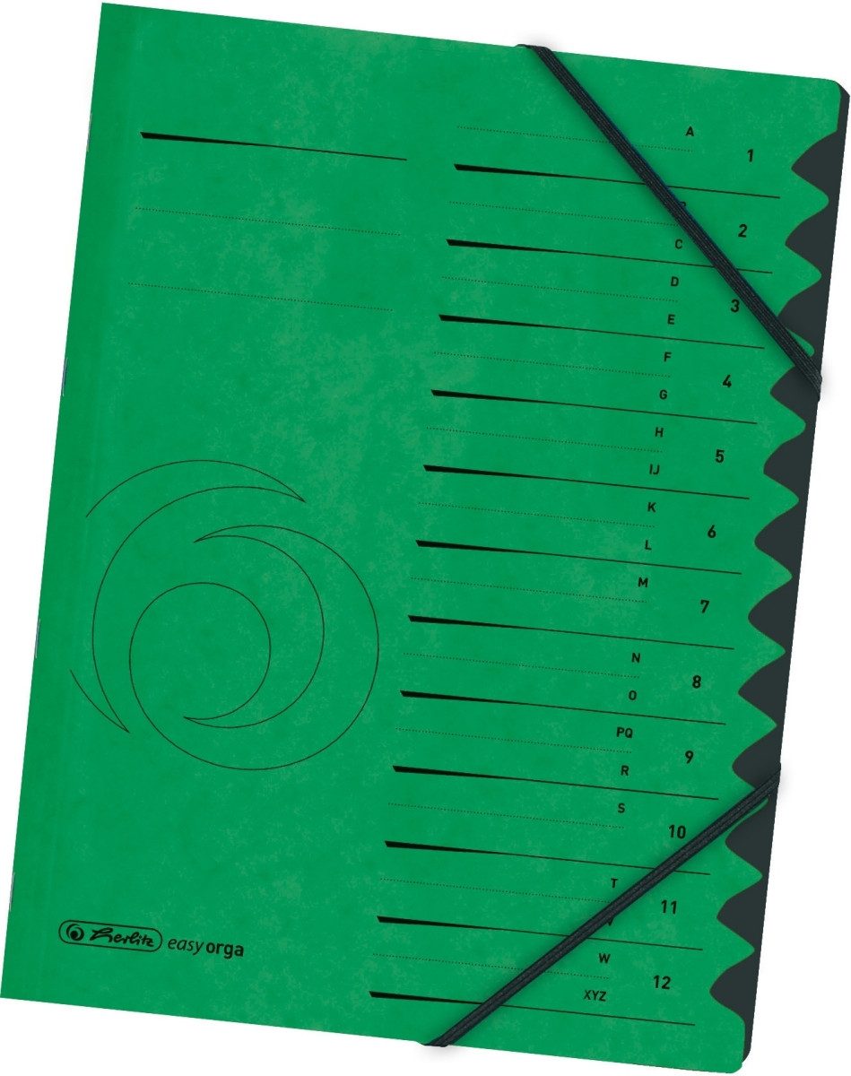 Herlitz Organisationsmappe Ordnungsmappe A4 Karton 12 Fächer grün