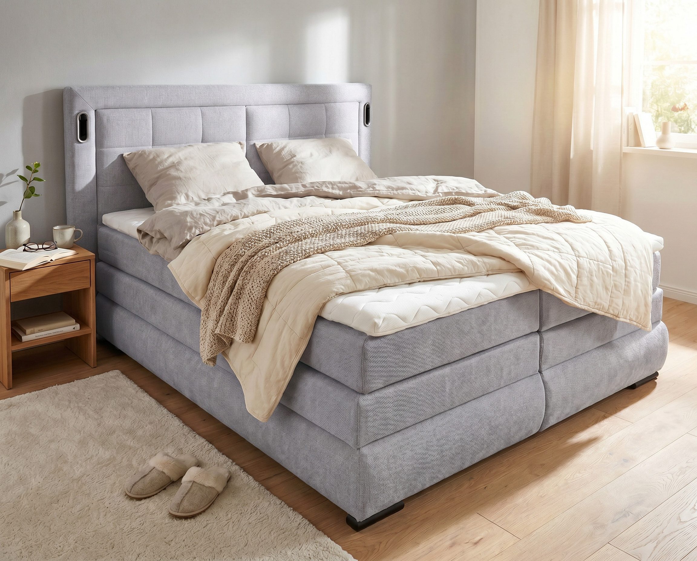 OTTO home Boxspringbett MIVVA, in H3, H4 oder Hmix H3/H4, wahlweise mit oder ohne LED-Leuchten