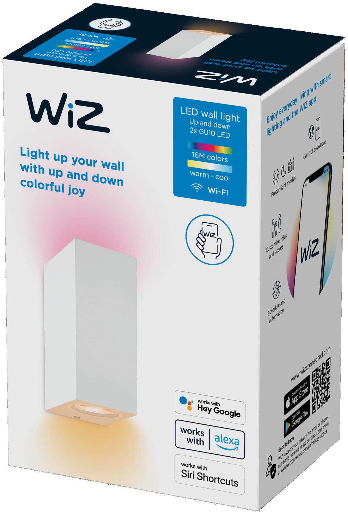 WiZ LED Leuchtmittel Bluetooth, scheinende - wechselbar, kaltweiß, und Auf- Wandstrahler Spots abwärts warmweiß Up&Down